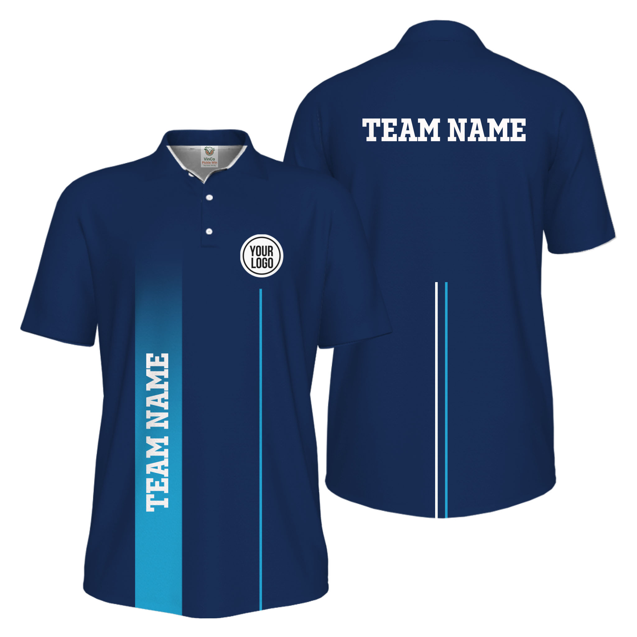 Picklewin Custom Team Logo Performance Sports Men Polo Shirt Live Preview 