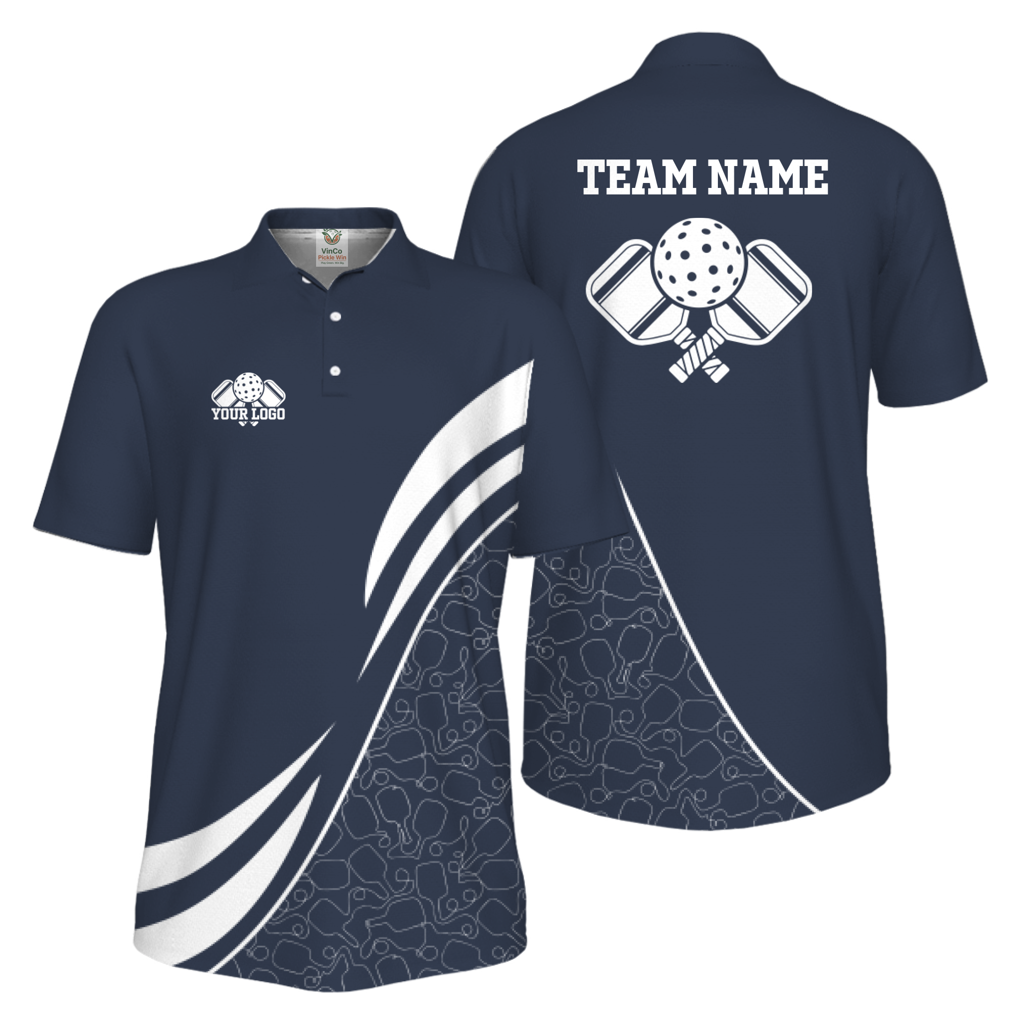 Picklewin Custom Team Logo UV Protection Men Pickleball Polo Shirt 