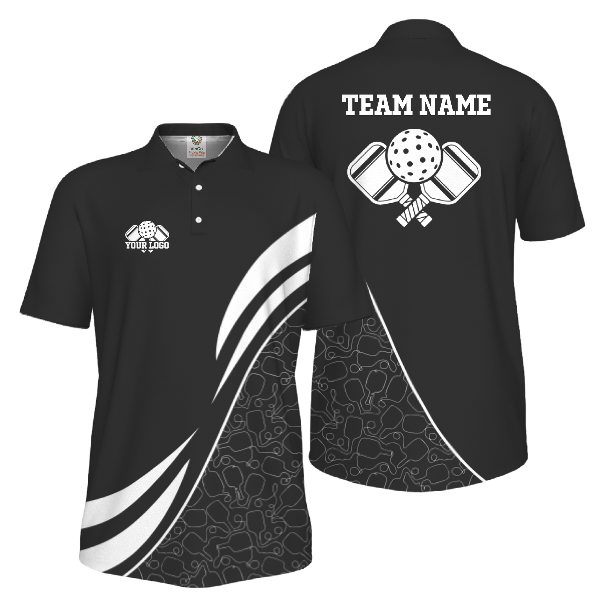 Picklewin Custom Team Logo UV Protection Men Pickleball Polo Shirt 