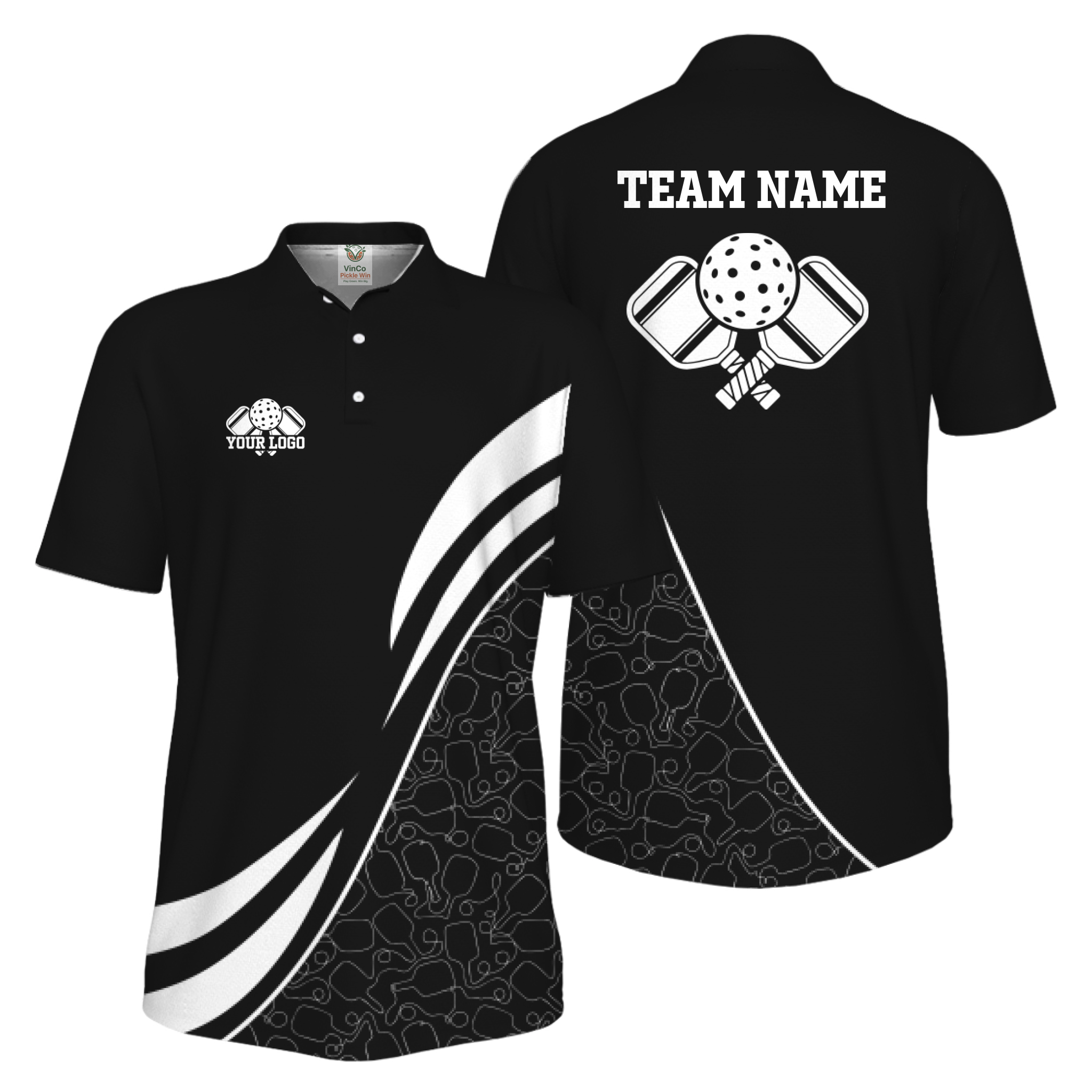 Picklewin Custom Team Logo UV Protection Men Pickleball Polo Shirt 