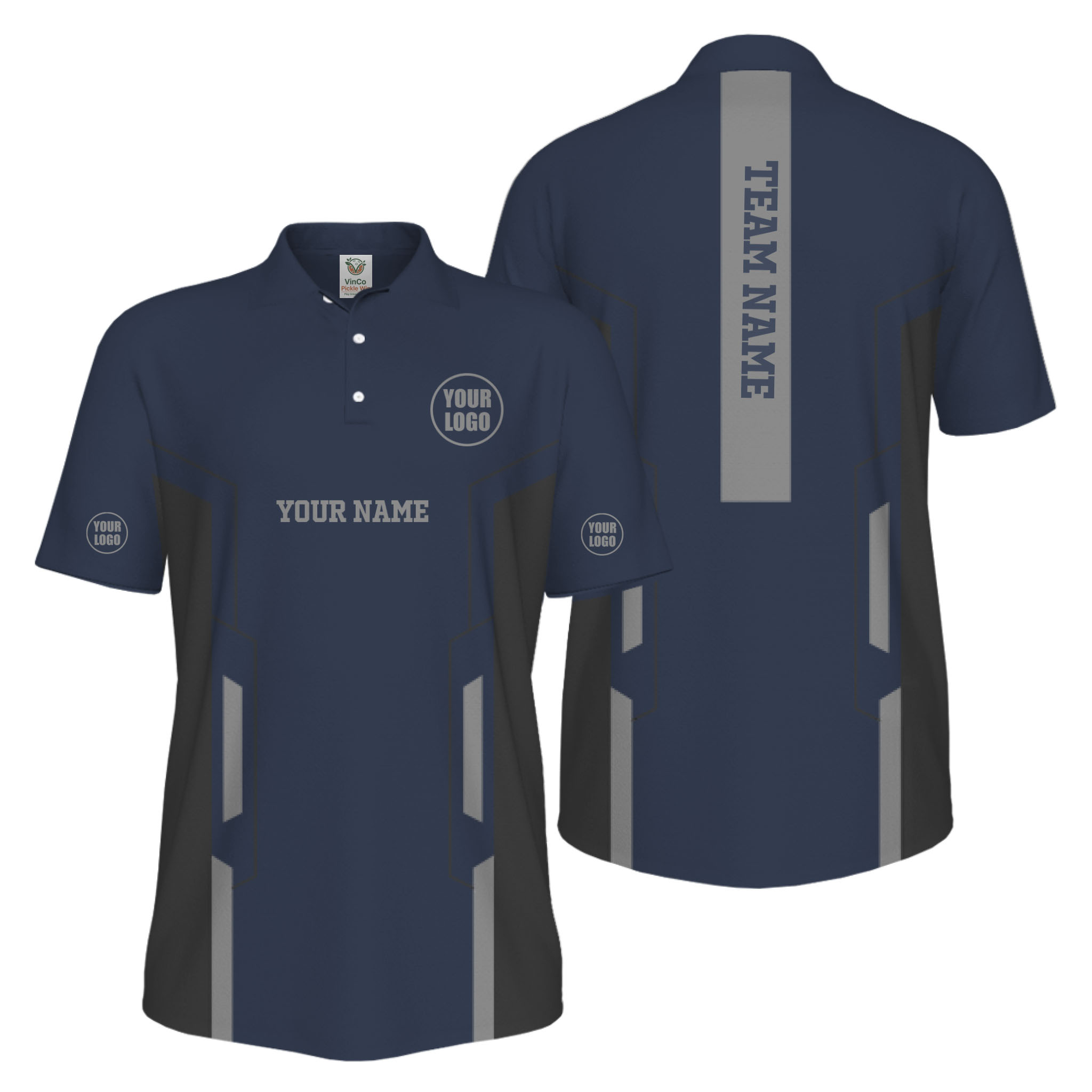 Picklewin Custom Team Name And Logo Performance UV Protection Men Polo Shirt