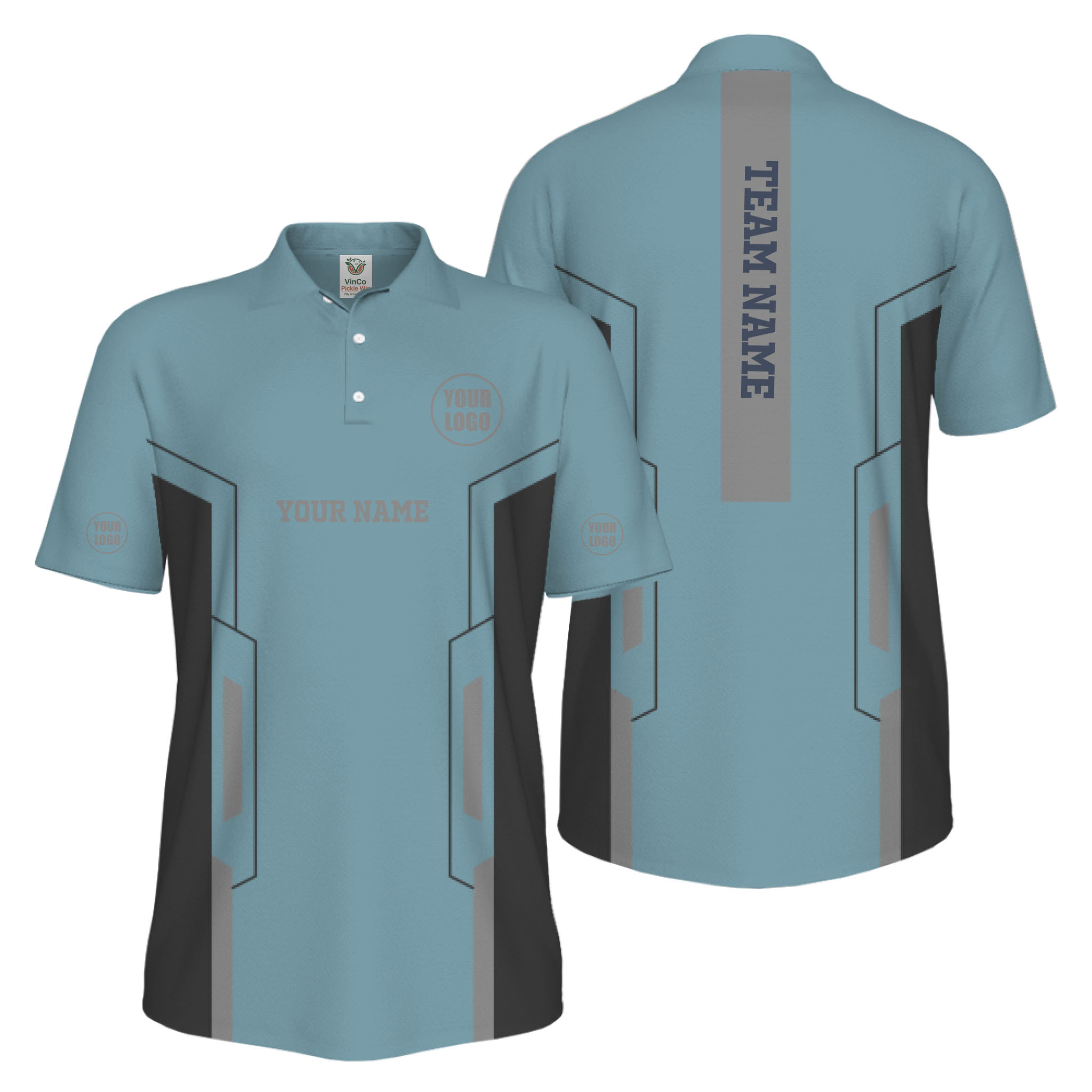 Picklewin Custom Team Name And Logo Performance UV Protection Men Polo Shirt