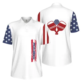 Picklewin Custom UV Protection Men Patriotic Polo Shirt With Pickleball Logo – alternate