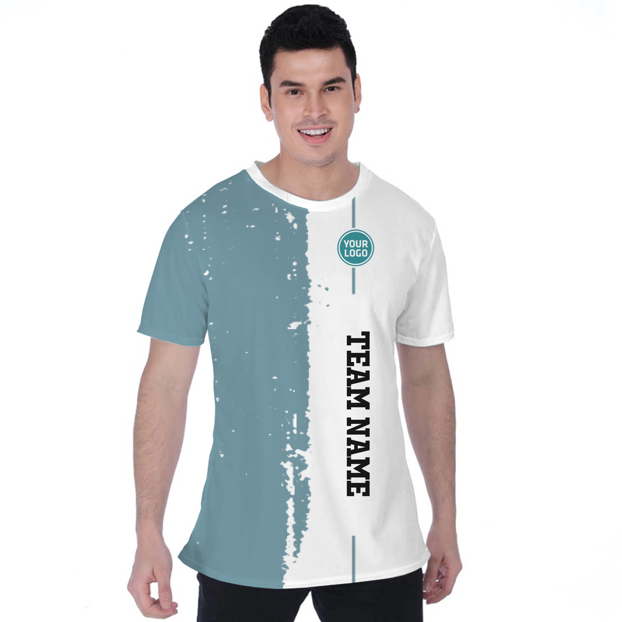 Picklewin Custom Vertical Team Logo And Name Birdseye T-shirt For Men