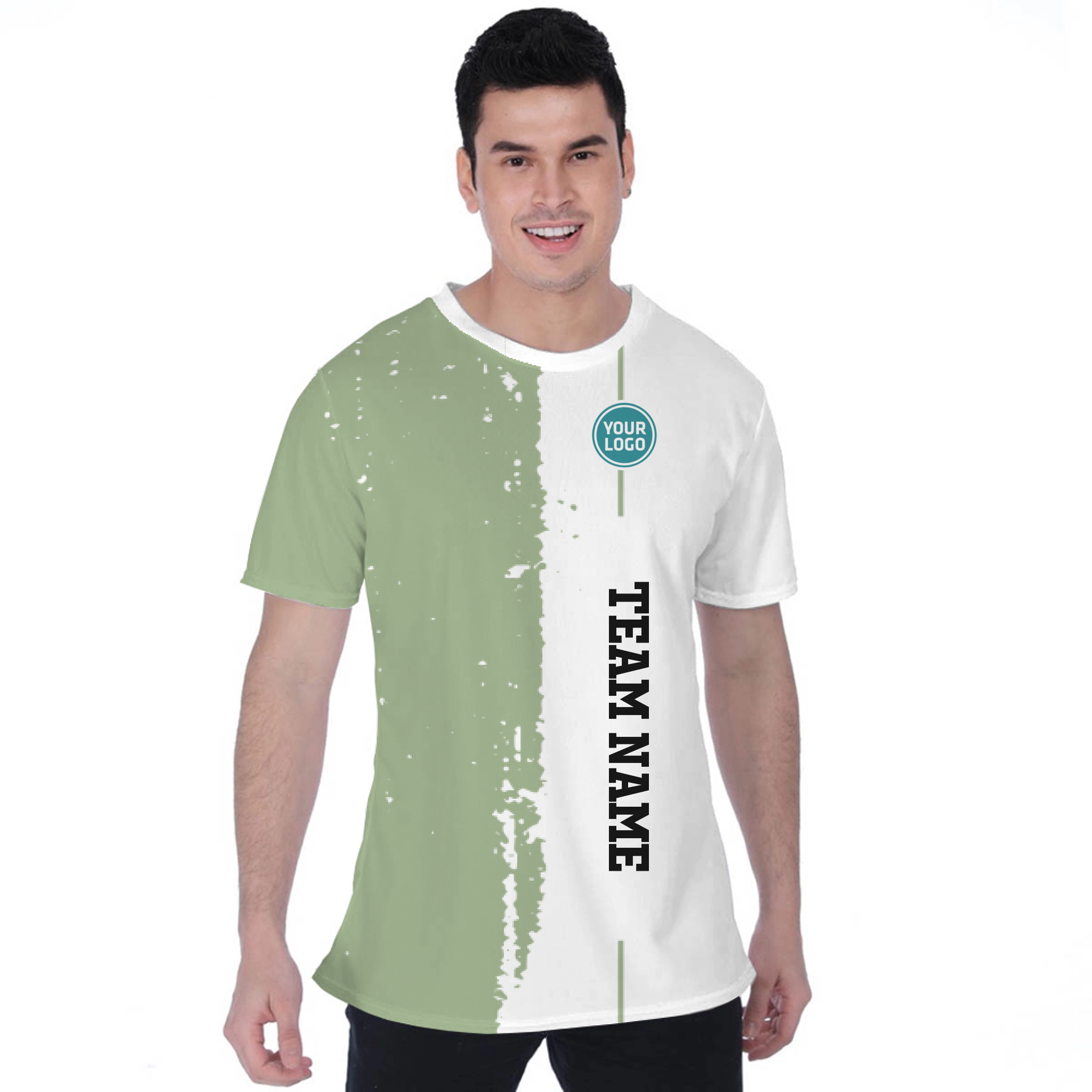 Picklewin Custom Vertical Team Logo And Name Birdseye T-shirt For Men