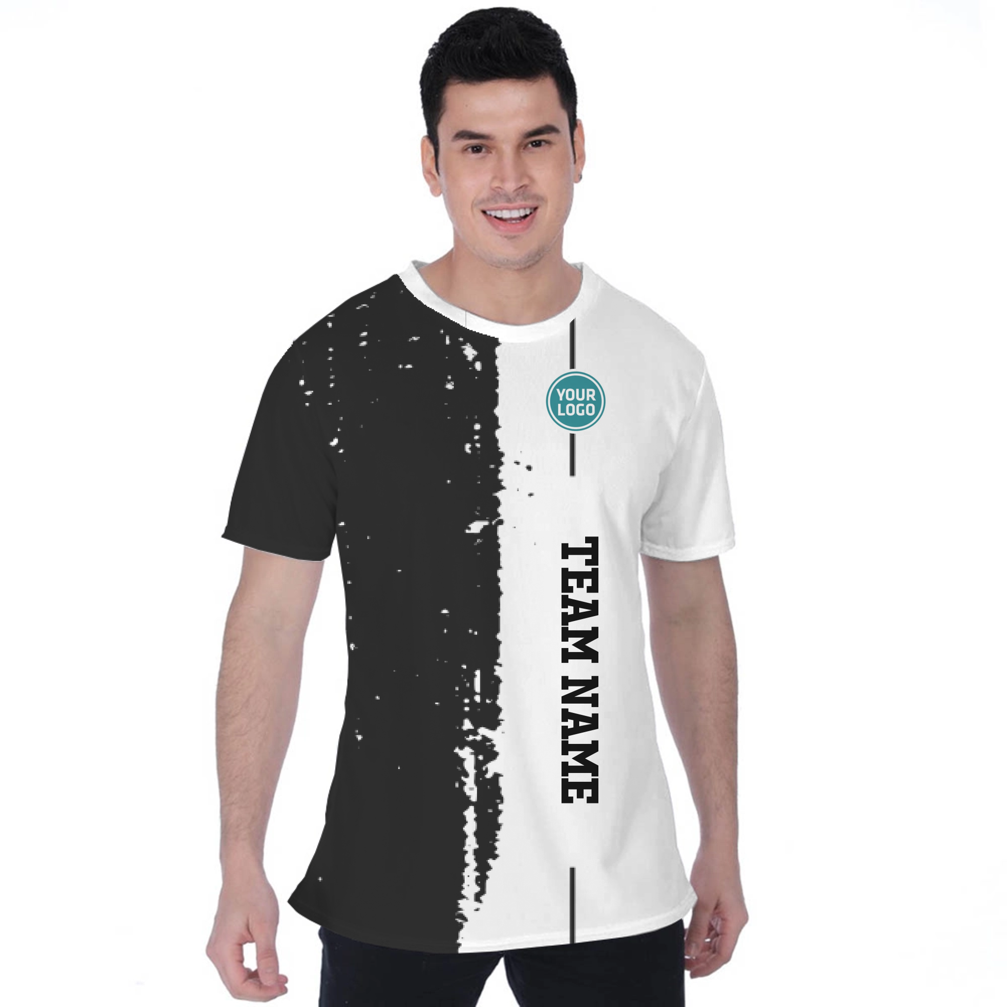 Picklewin Custom Vertical Team Logo And Name Birdseye T-shirt For Men