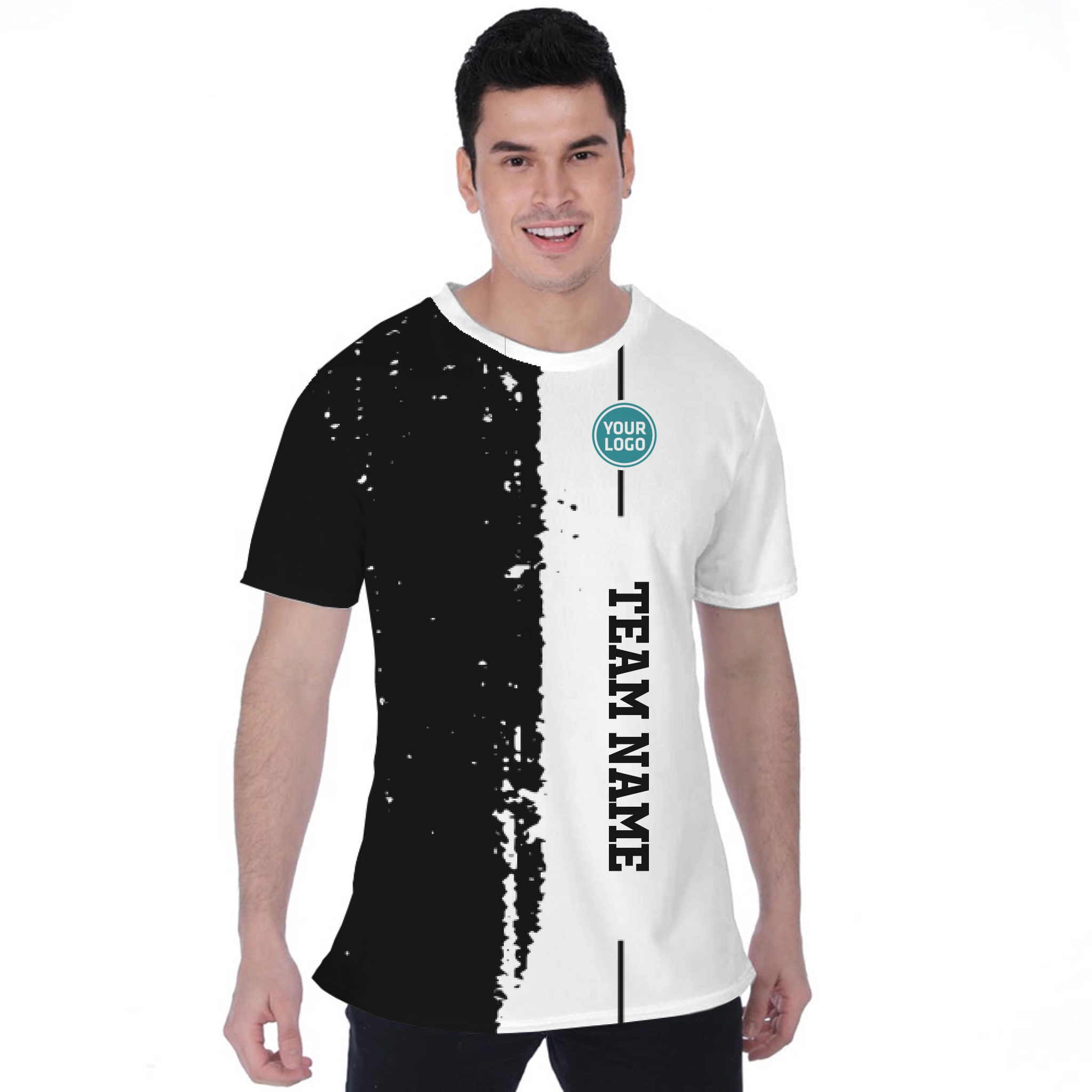 Picklewin Custom Vertical Team Logo And Name Birdseye T-shirt For Men