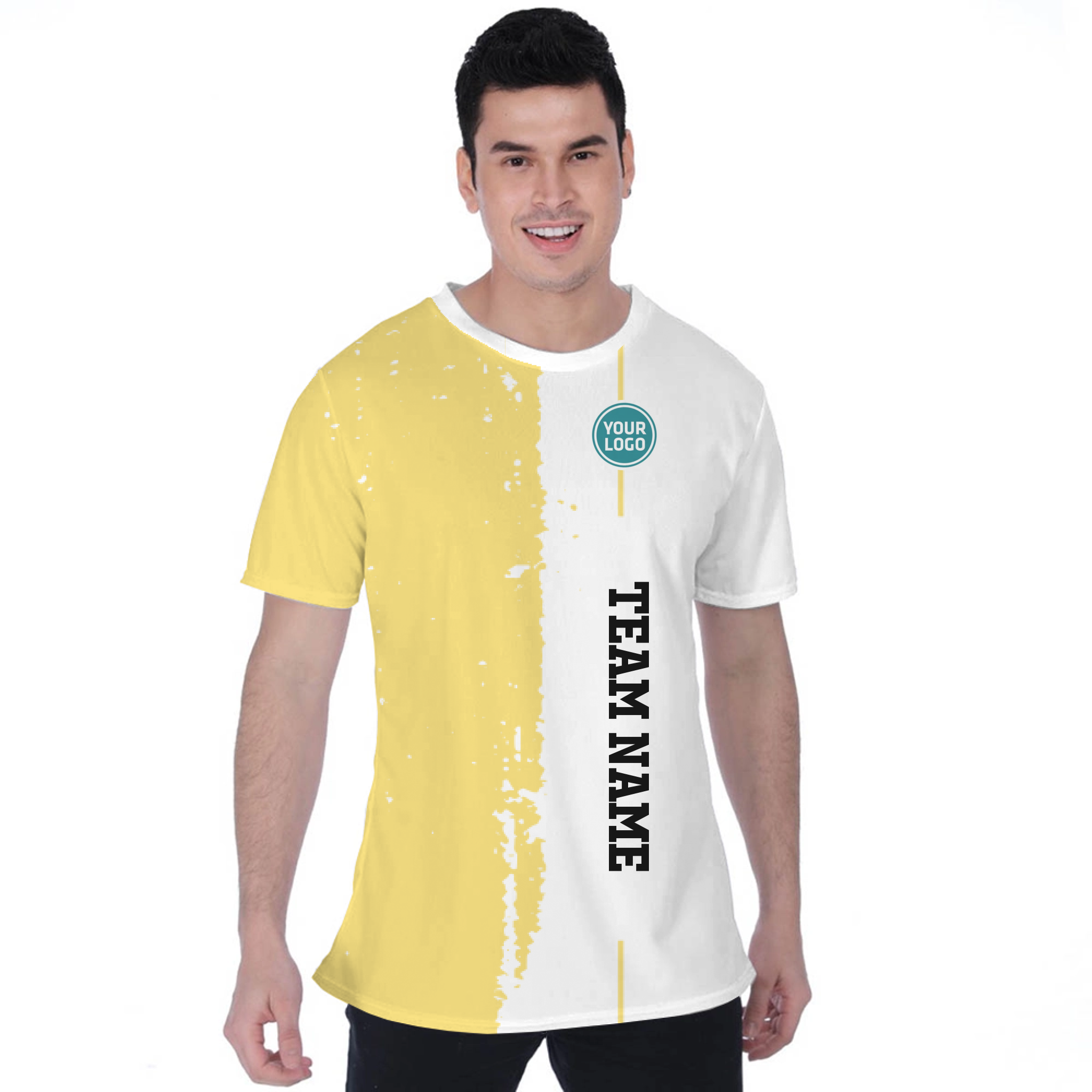 Picklewin Custom Vertical Team Logo And Name Birdseye T-shirt For Men
