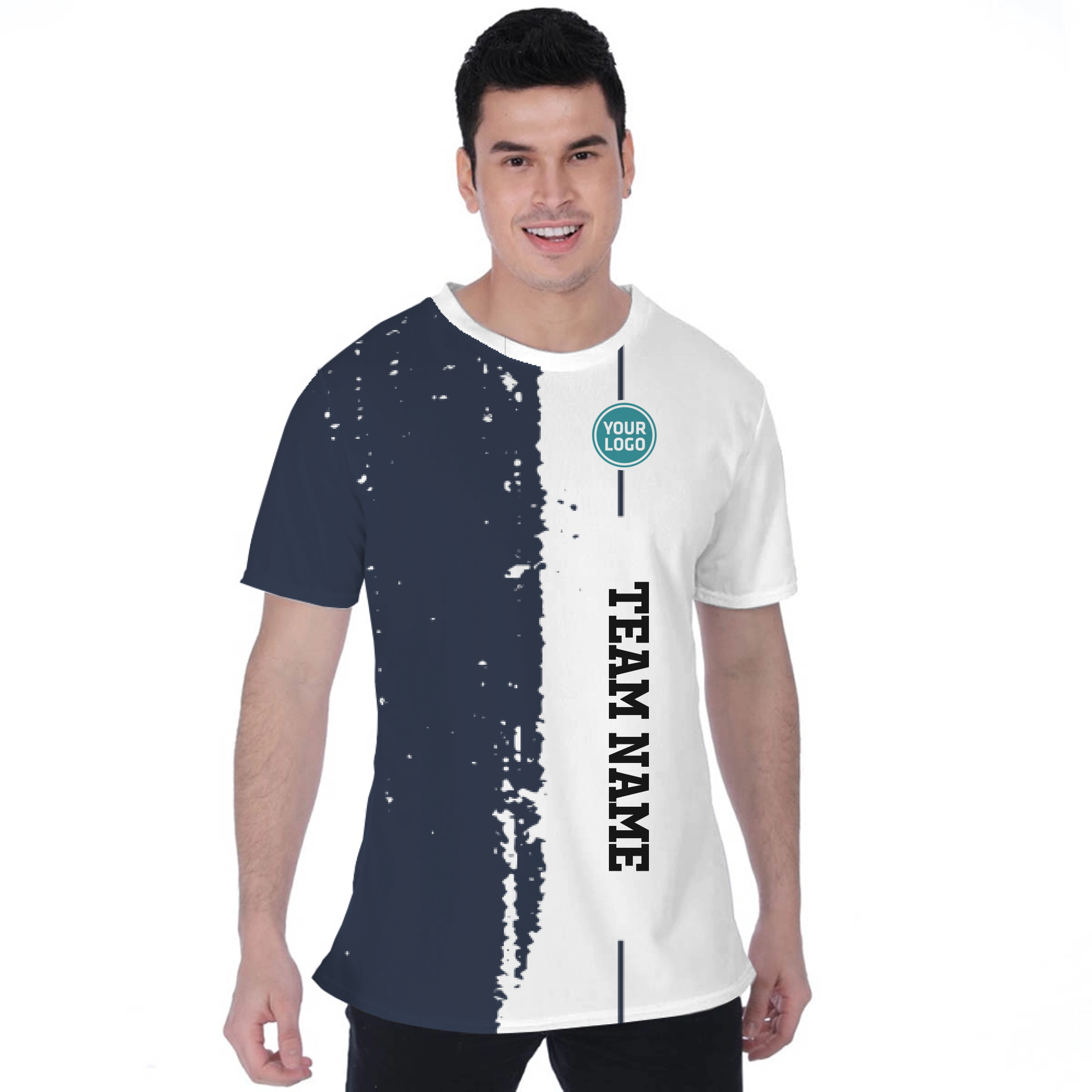 Picklewin Custom Vertical Team Logo And Name Birdseye T-shirt For Men