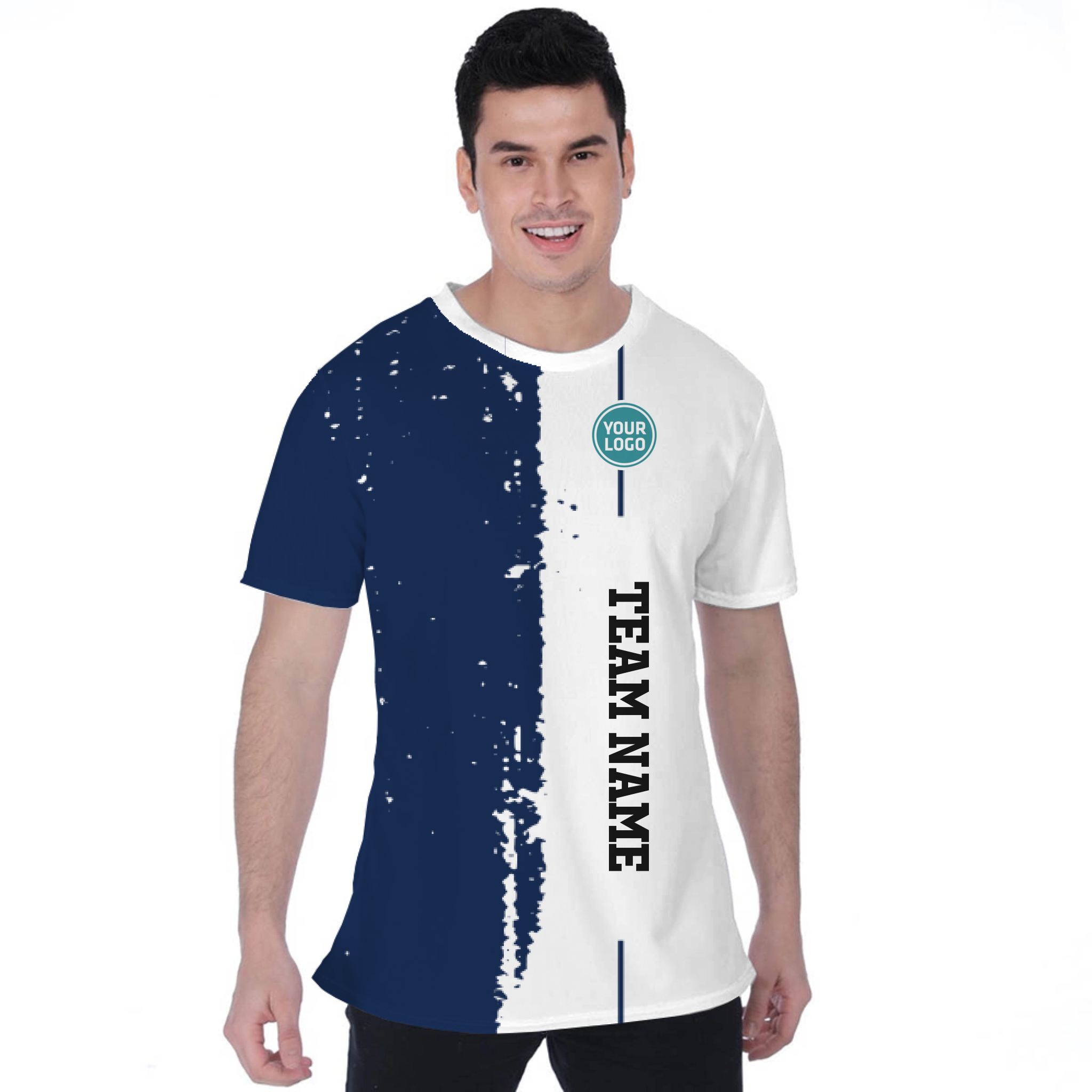 Picklewin Custom Vertical Team Logo And Name Birdseye T-shirt For Men
