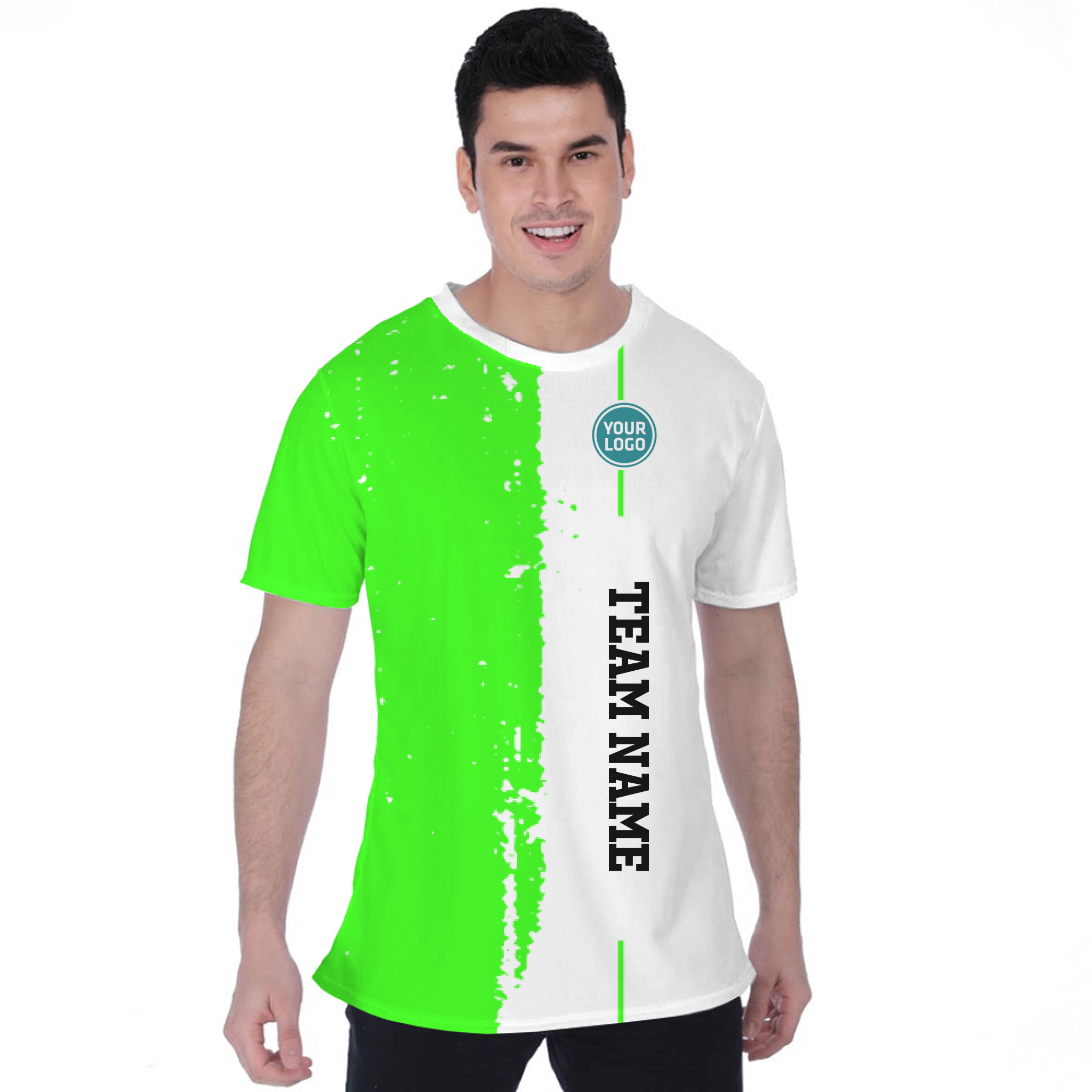 Picklewin Custom Vertical Team Logo And Name Birdseye T-shirt For Men