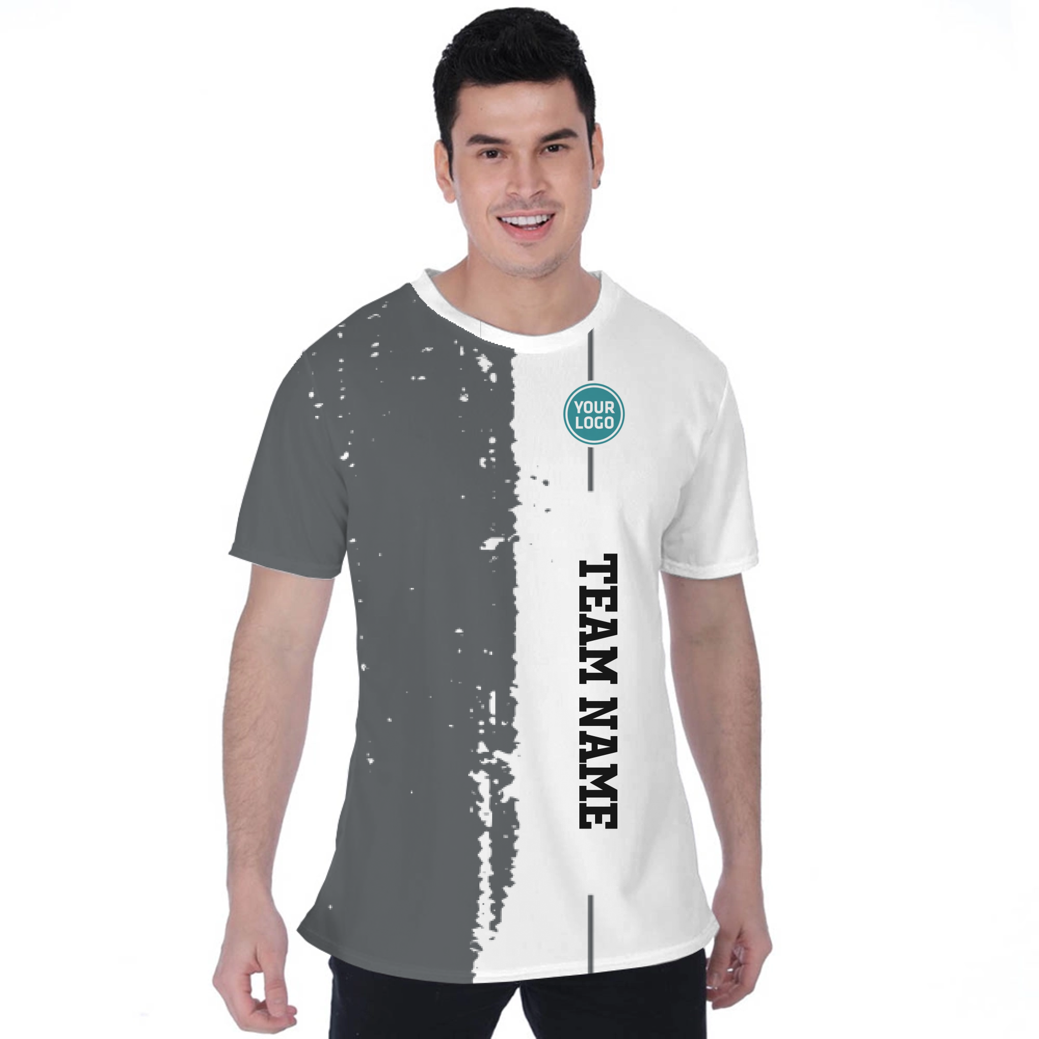 Picklewin Custom Vertical Team Logo And Name Birdseye T-shirt For Men