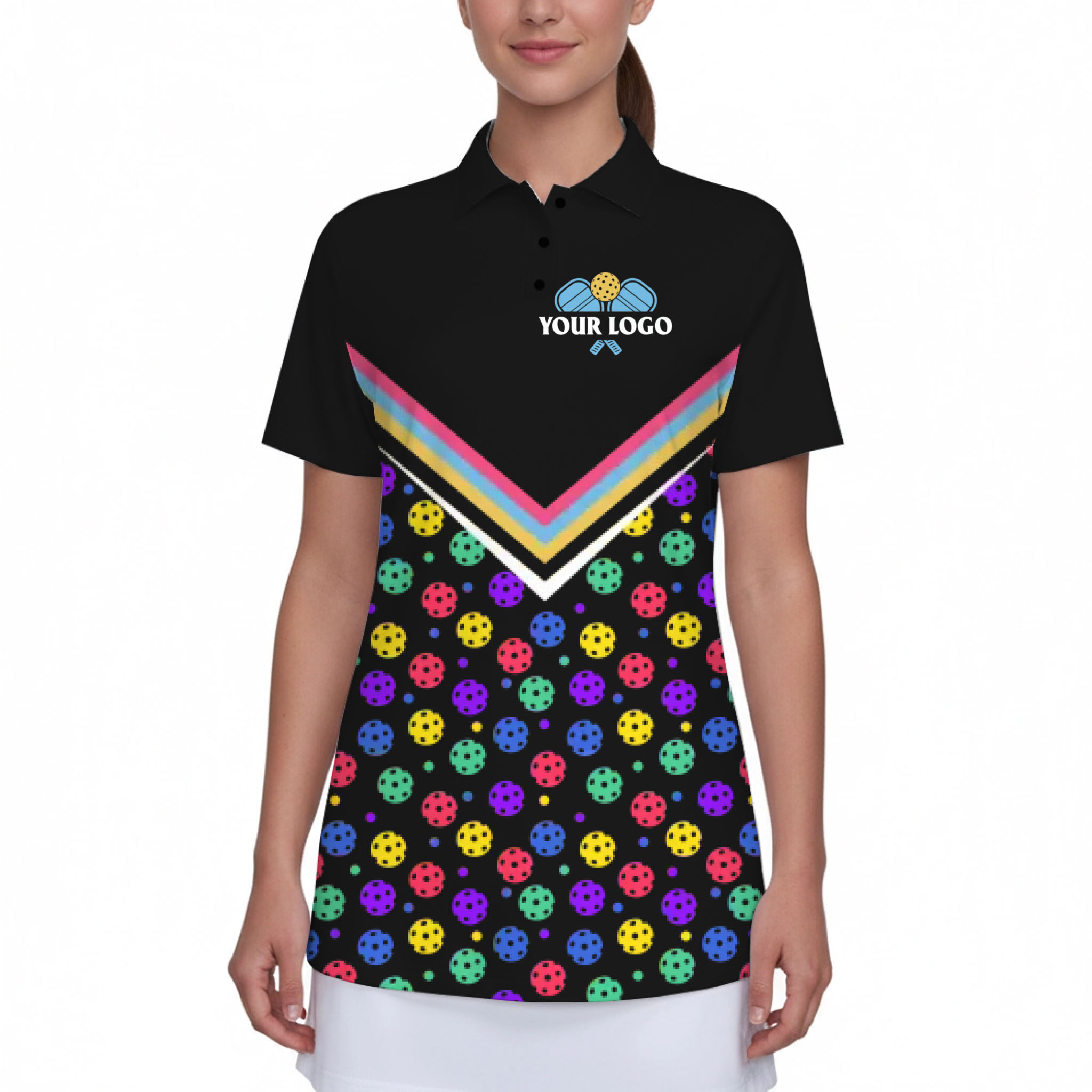 Picklewin Custom Women's UV Protection Polo Shirt With Logo And Pickleball Team