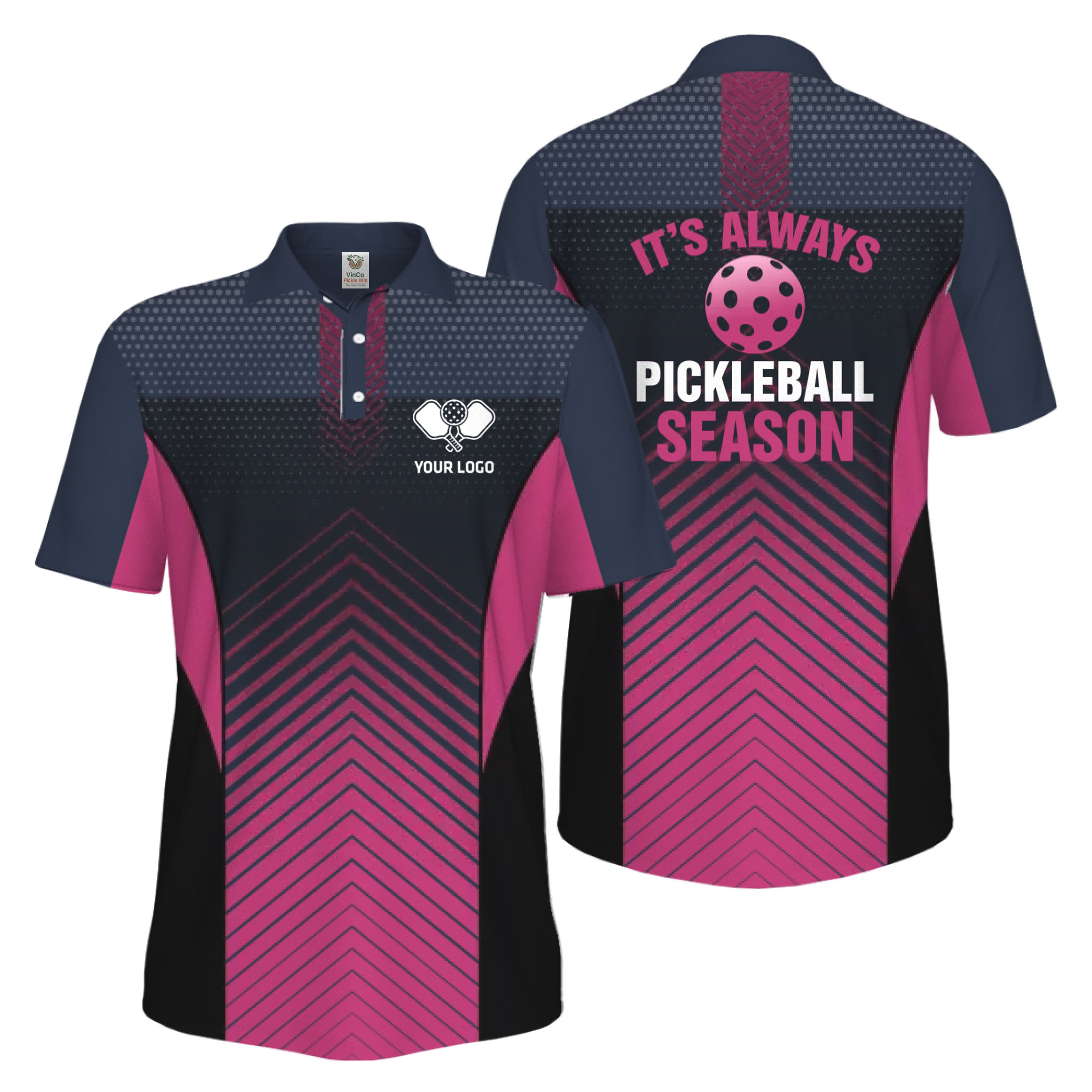 Picklewin Customized Logo Pickleball Polo Shirt For Men Preview