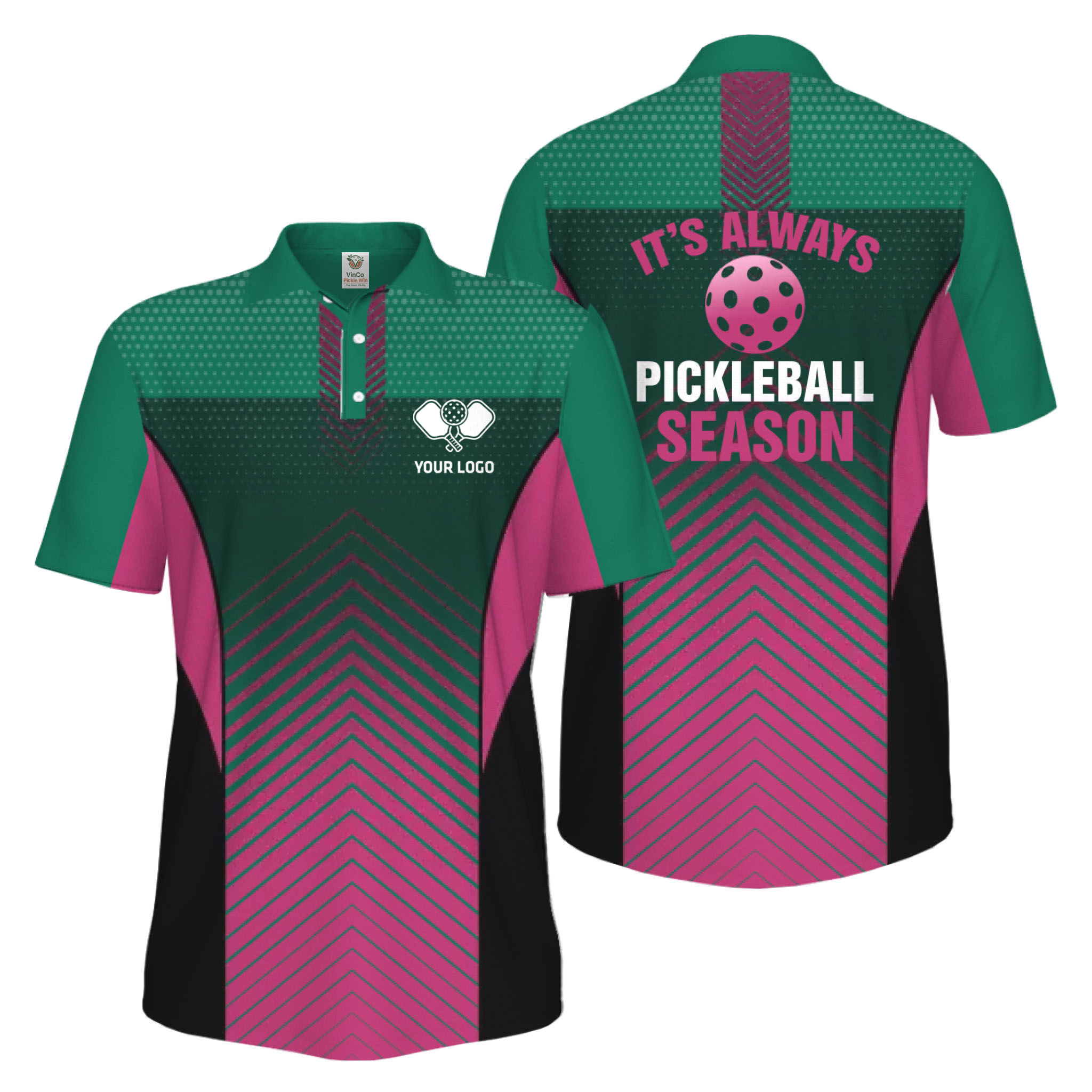 Picklewin Customized Logo Pickleball Polo Shirt For Men Preview