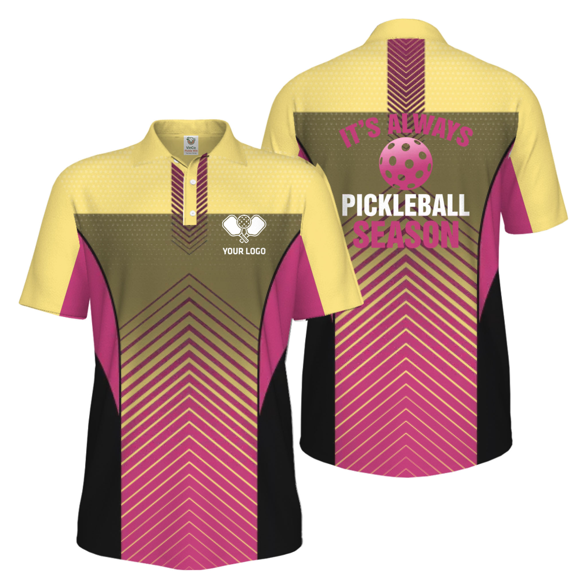Picklewin Customized Logo Pickleball Polo Shirt For Men Preview