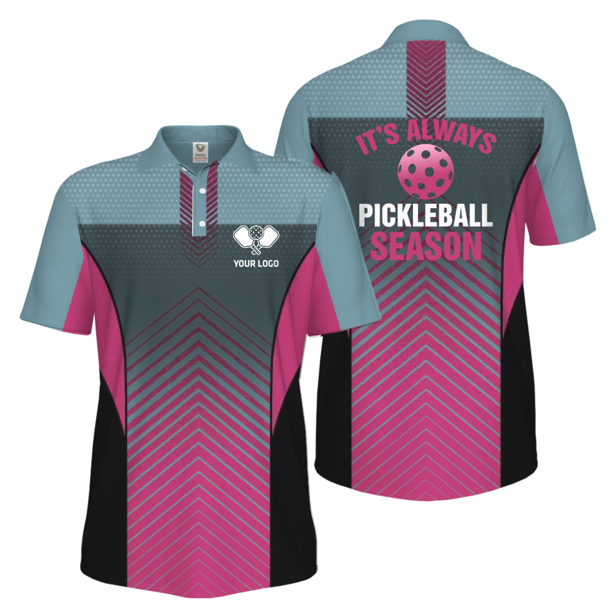 Picklewin Customized Logo Pickleball Polo Shirt For Men Preview