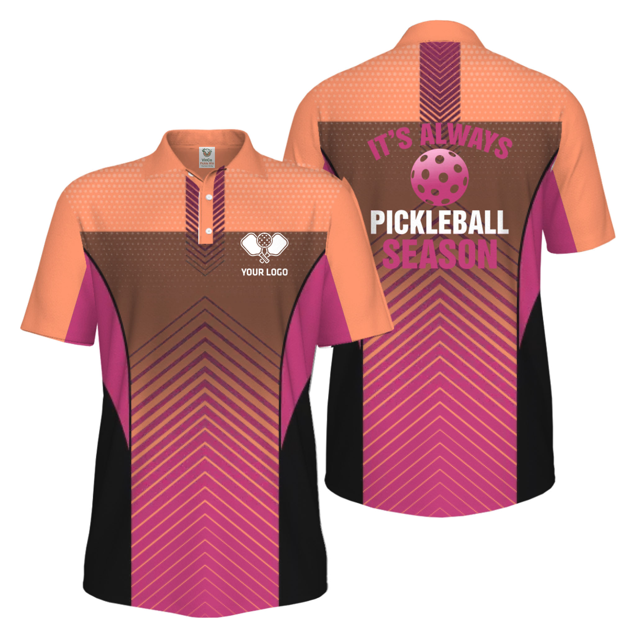 Picklewin Customized Logo Pickleball Polo Shirt For Men Preview
