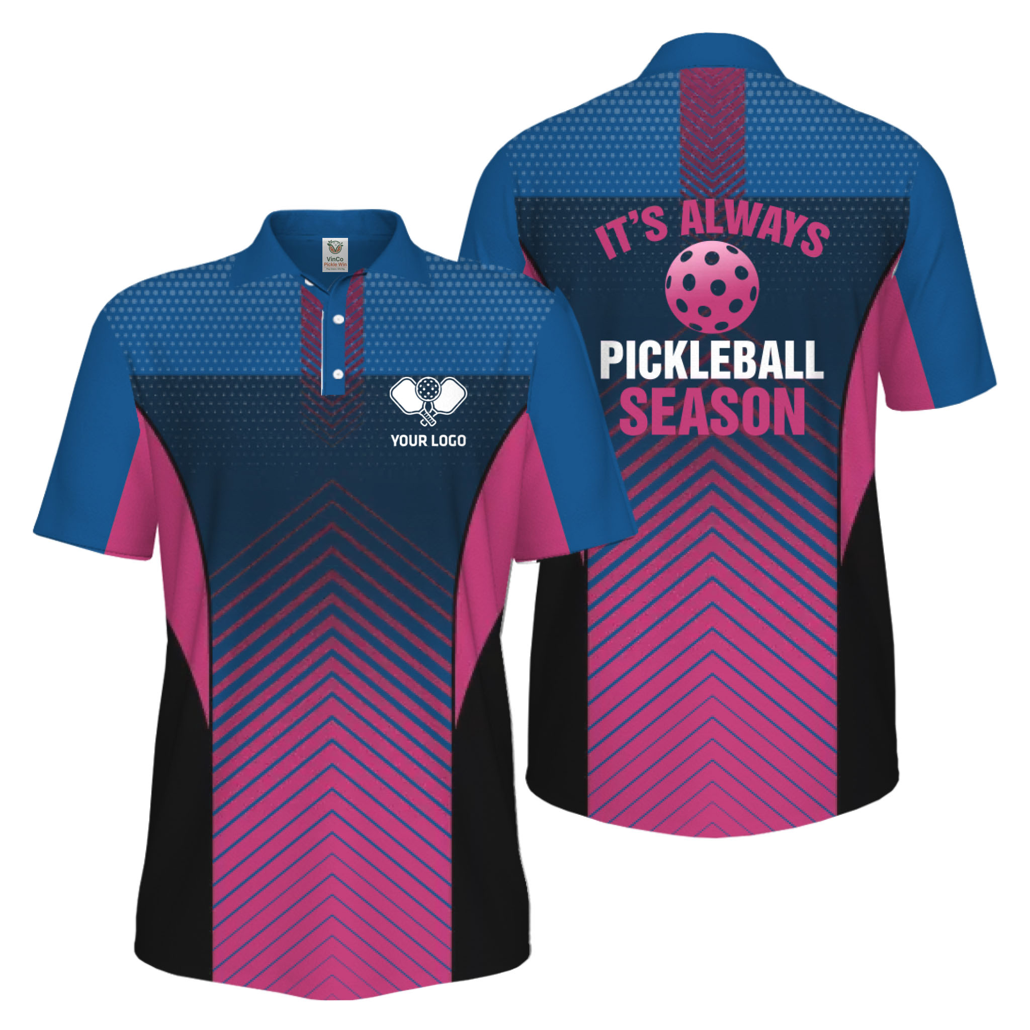 Picklewin Customized Logo Pickleball Polo Shirt For Men Preview