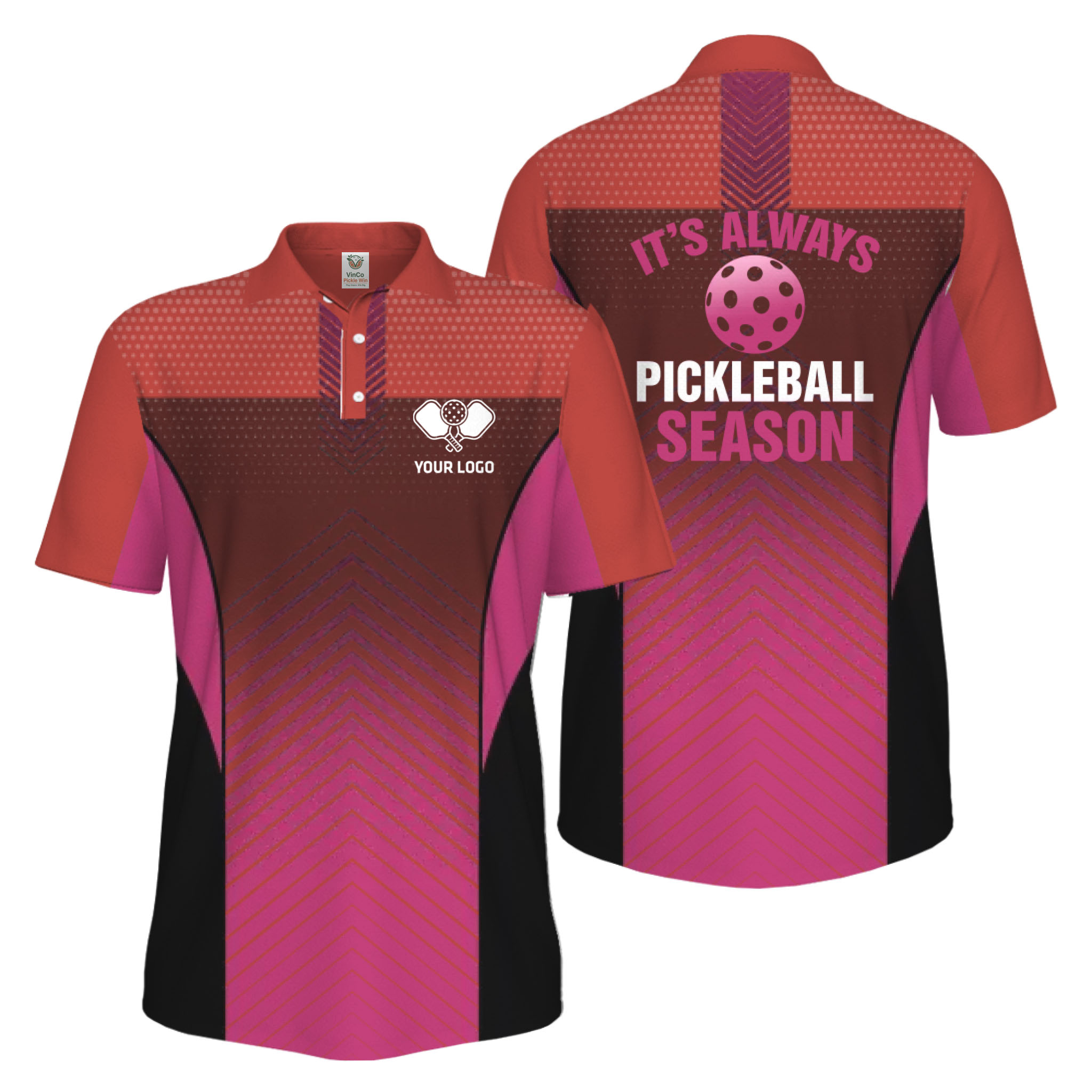 Picklewin Customized Logo Pickleball Polo Shirt For Men Preview