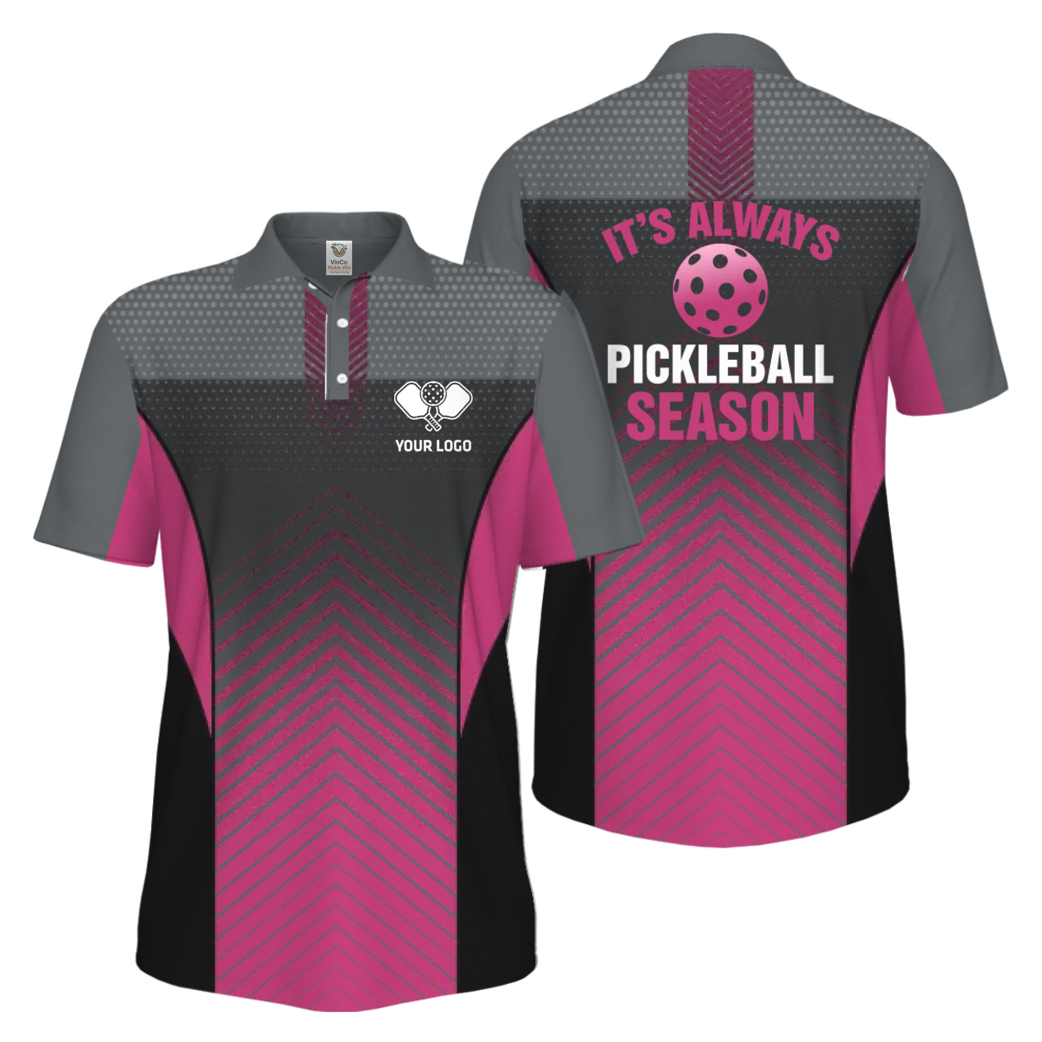 Picklewin Customized Logo Pickleball Polo Shirt For Men Preview