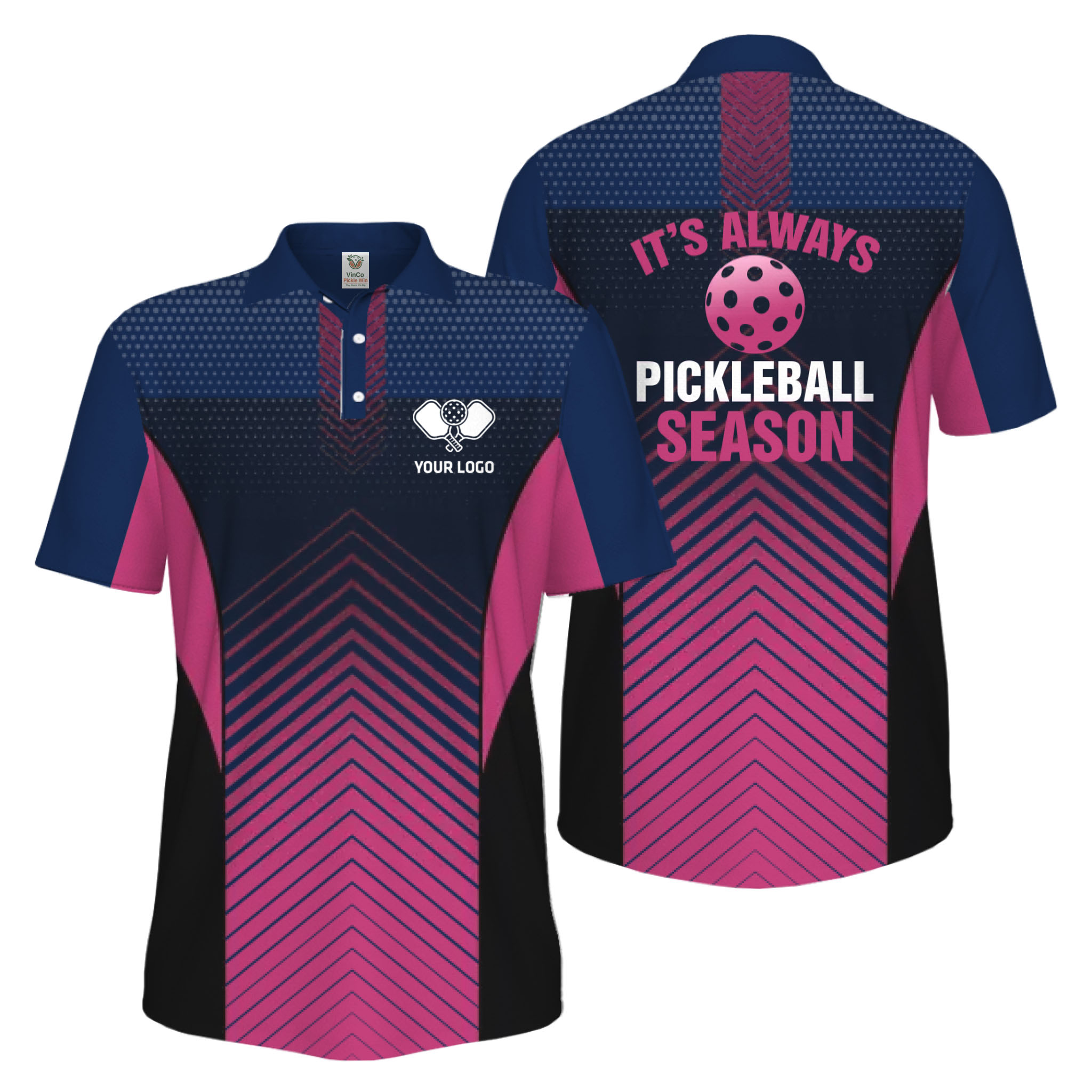 Picklewin Customized Logo Pickleball Polo Shirt For Men Preview