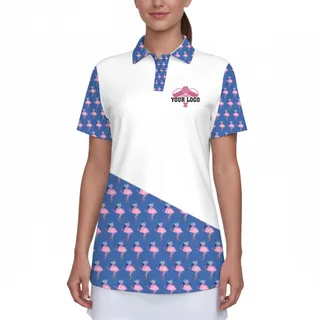 Picklewin Flamingo Custom Logo And Team Name Polo Shirt Women