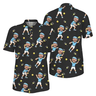 Picklewin Funny Custom Faces Father Day UV Protection Pickleball Polo Shirt For Men  – alternate