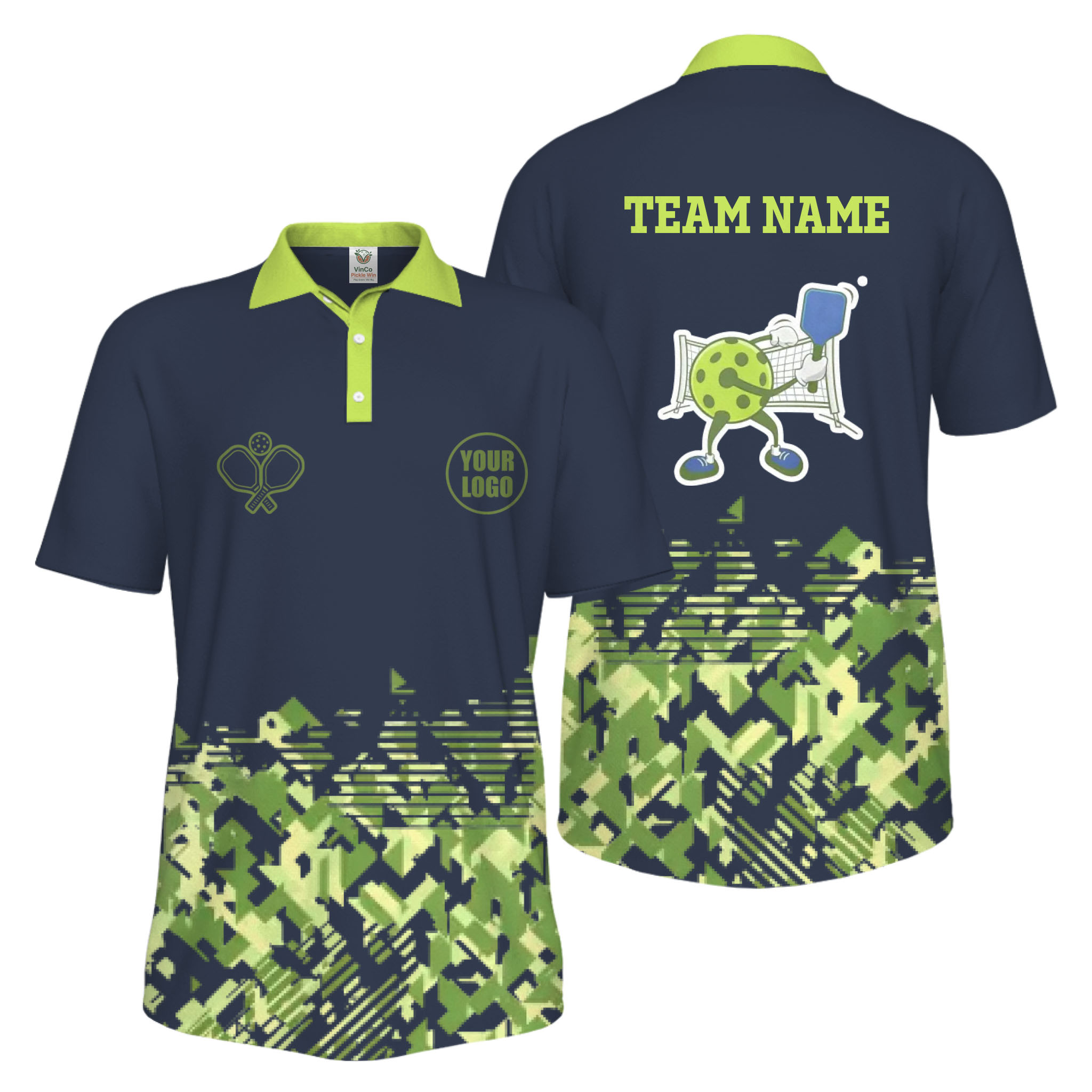 Picklewin Funny Custom Pickleball Logo And Team Name Men Polo Shirt 