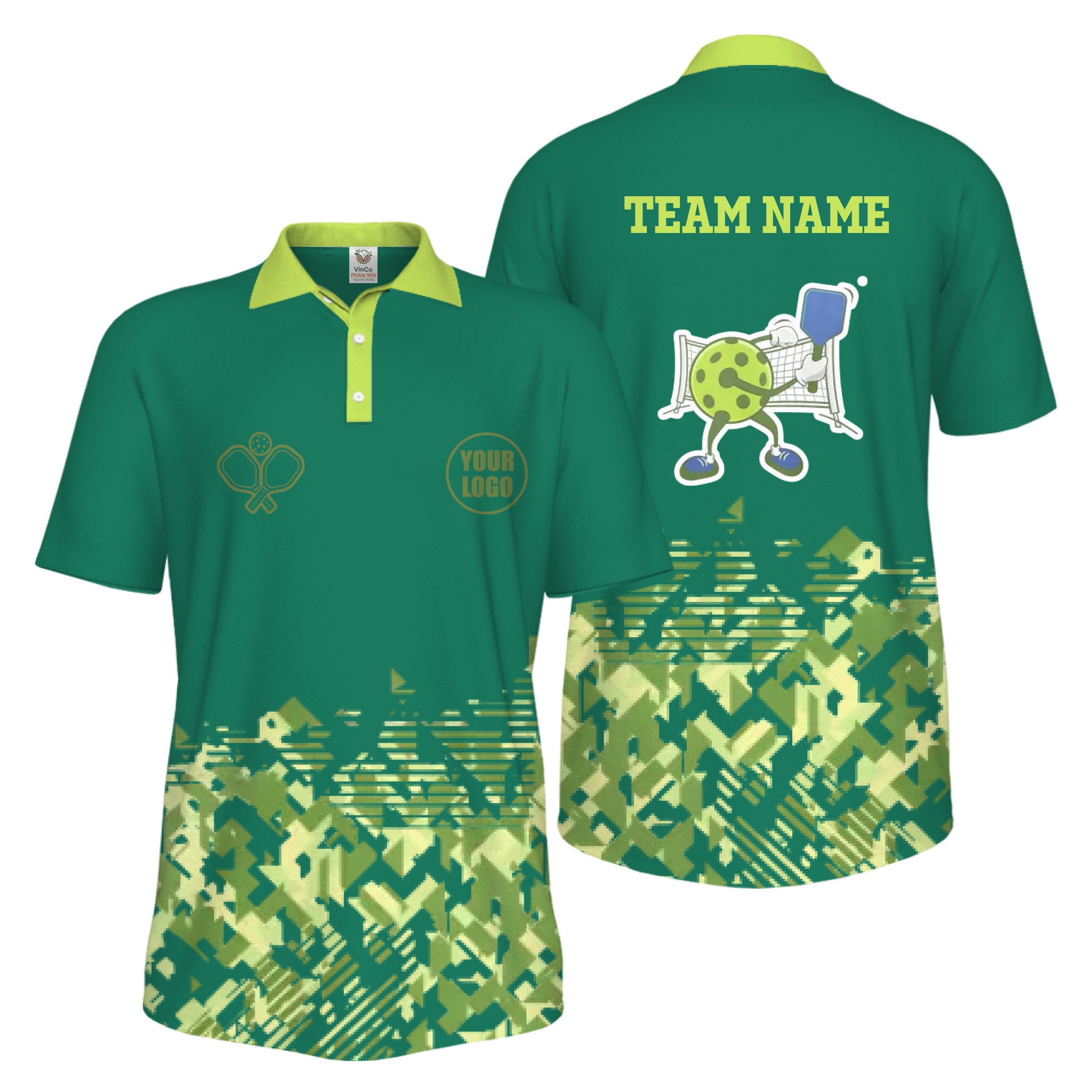 Picklewin Funny Custom Pickleball Logo And Team Name Men Polo Shirt 