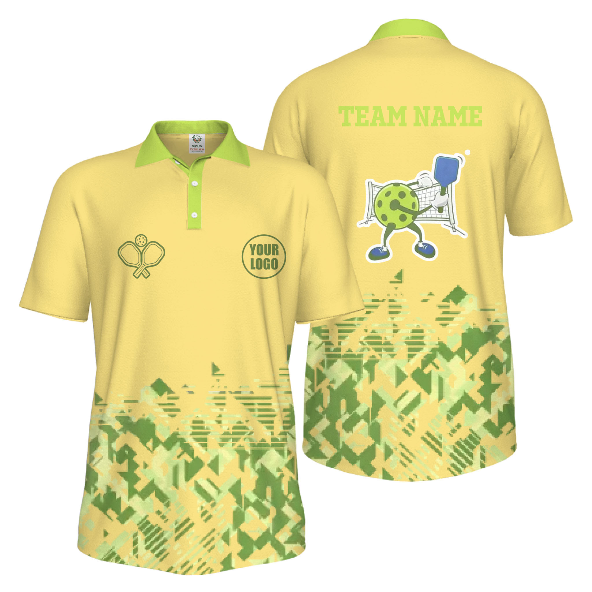 Picklewin Funny Custom Pickleball Logo And Team Name Men Polo Shirt 