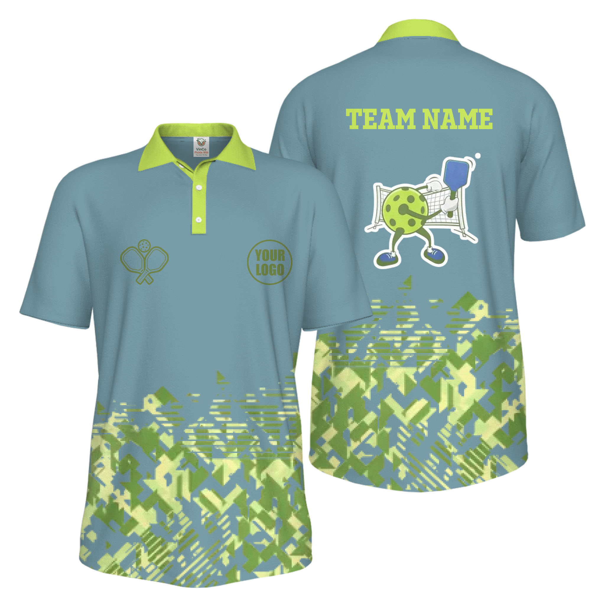 Picklewin Funny Custom Pickleball Logo And Team Name Men Polo Shirt 