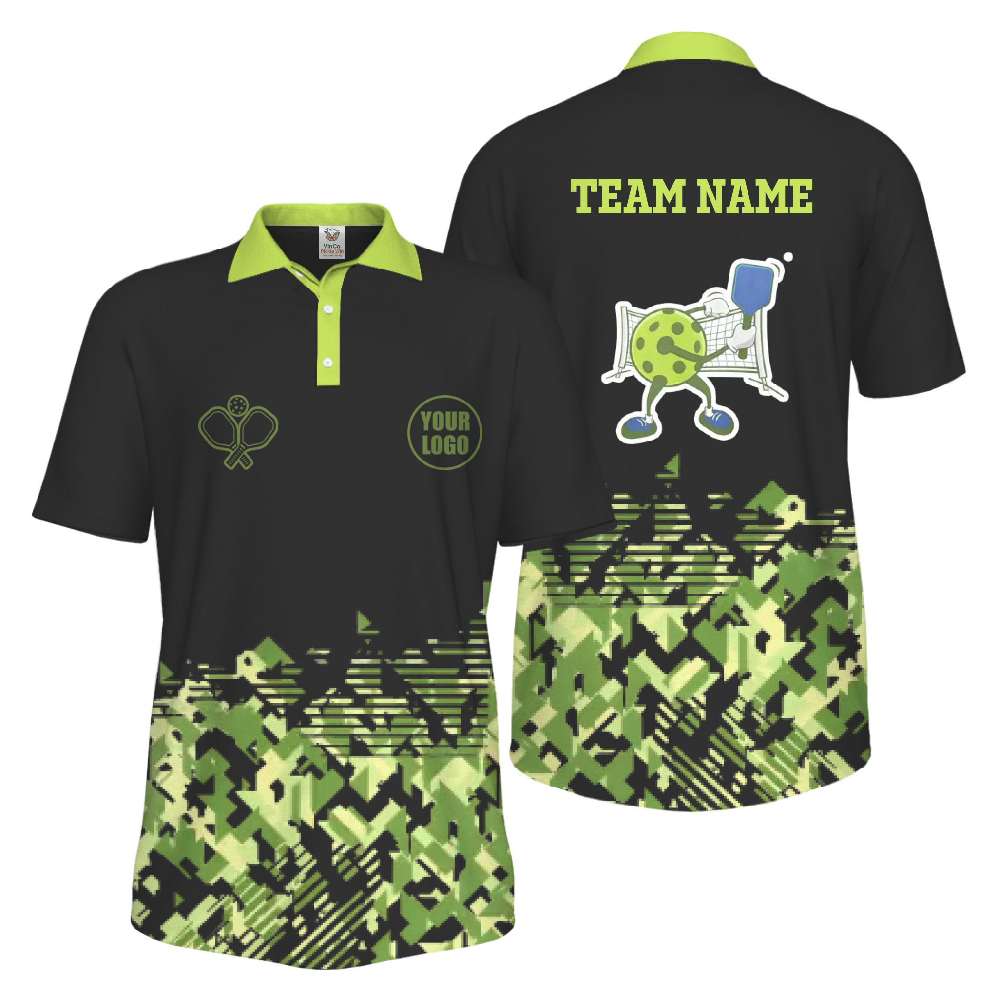 Picklewin Funny Custom Pickleball Logo And Team Name Men Polo Shirt 