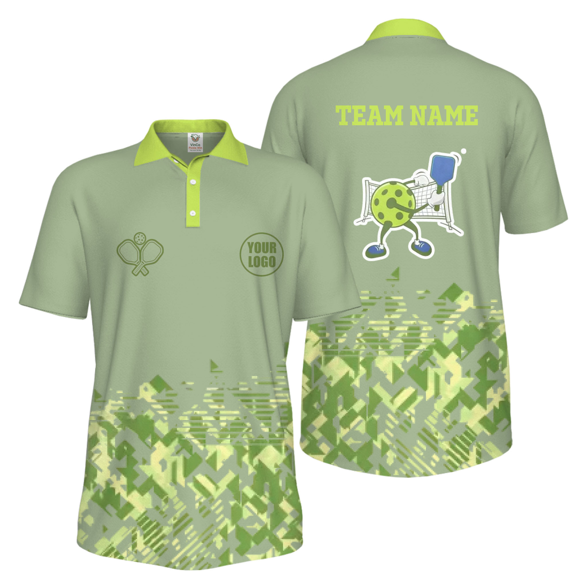 Picklewin Funny Custom Pickleball Logo And Team Name Men Polo Shirt 