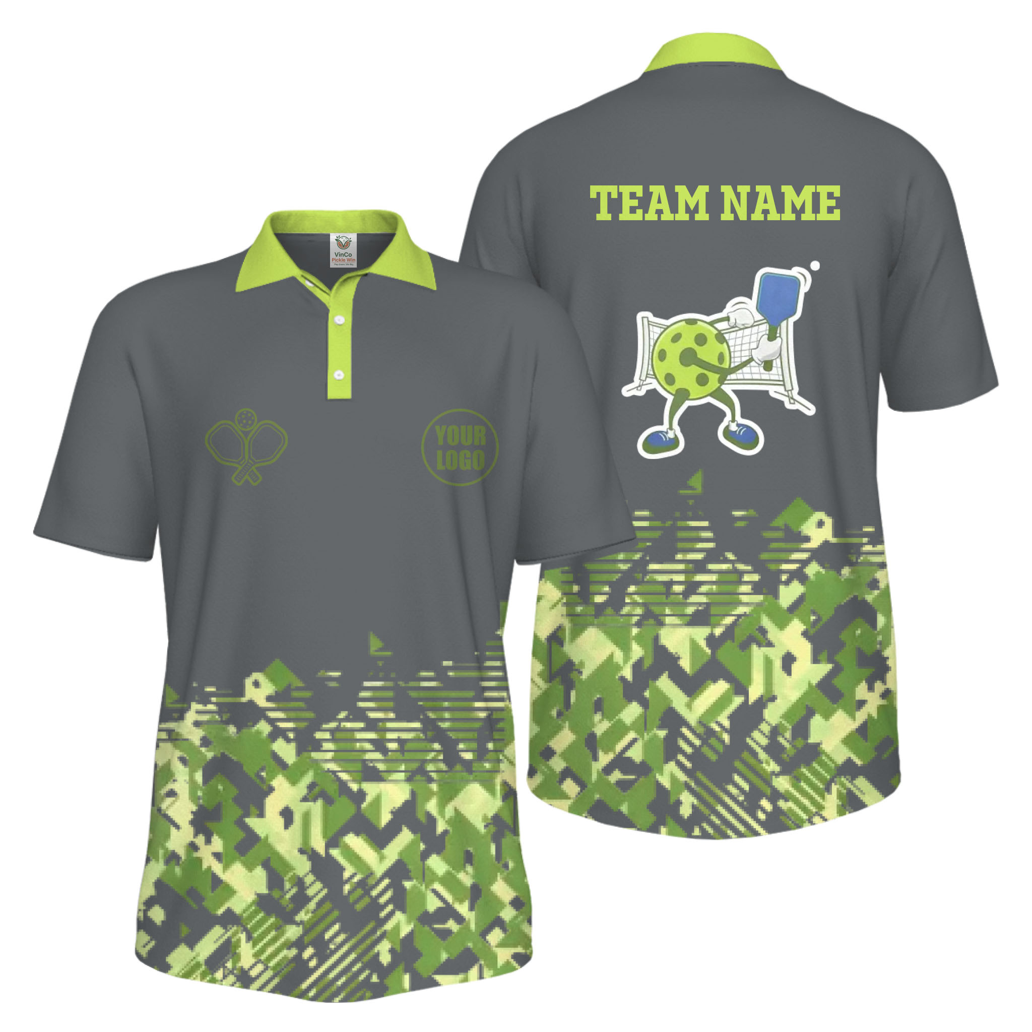 Picklewin Funny Custom Pickleball Logo And Team Name Men Polo Shirt 