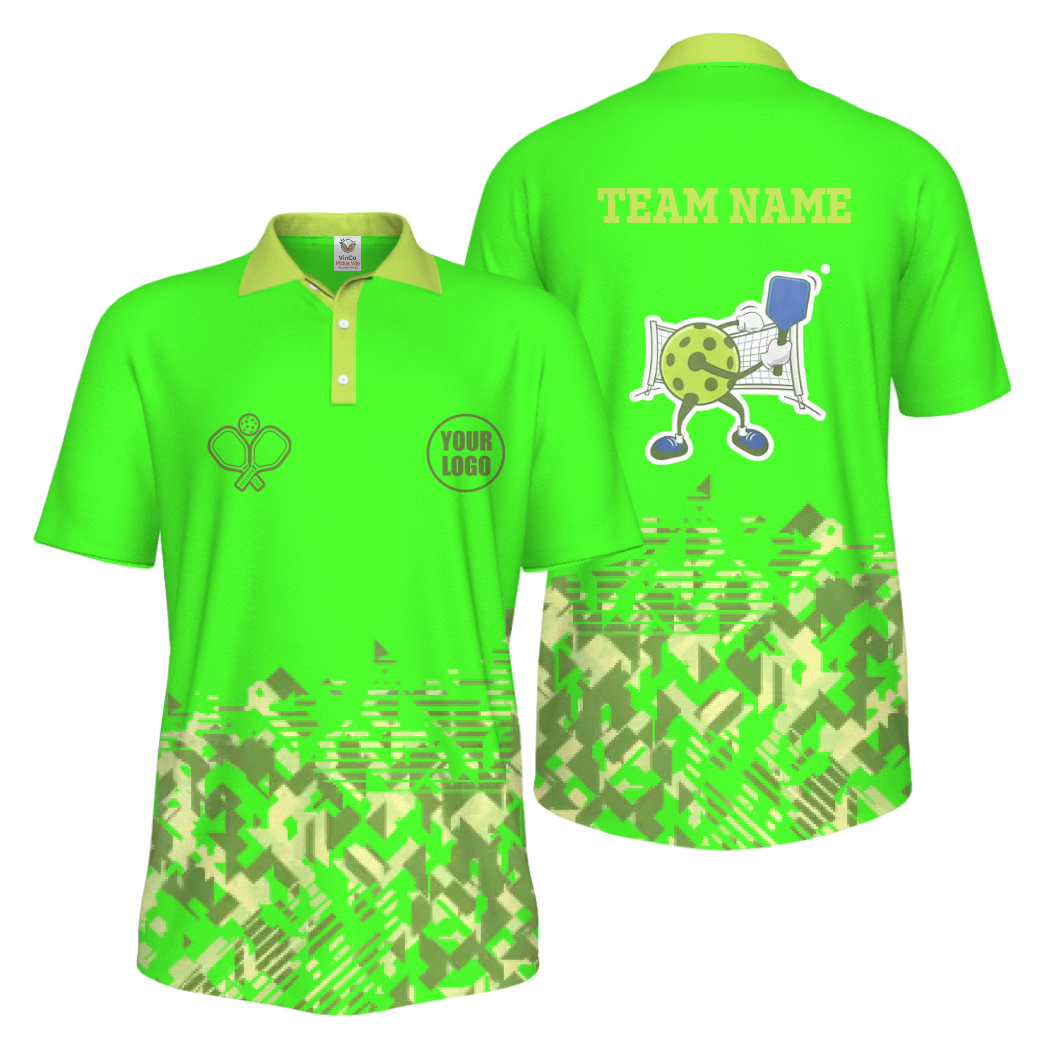 Picklewin Funny Custom Pickleball Logo And Team Name Men Polo Shirt 