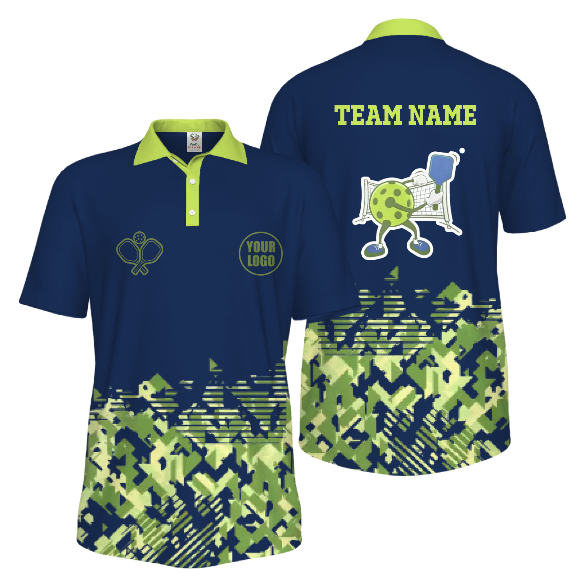 Picklewin Funny Custom Pickleball Logo And Team Name Men Polo Shirt 