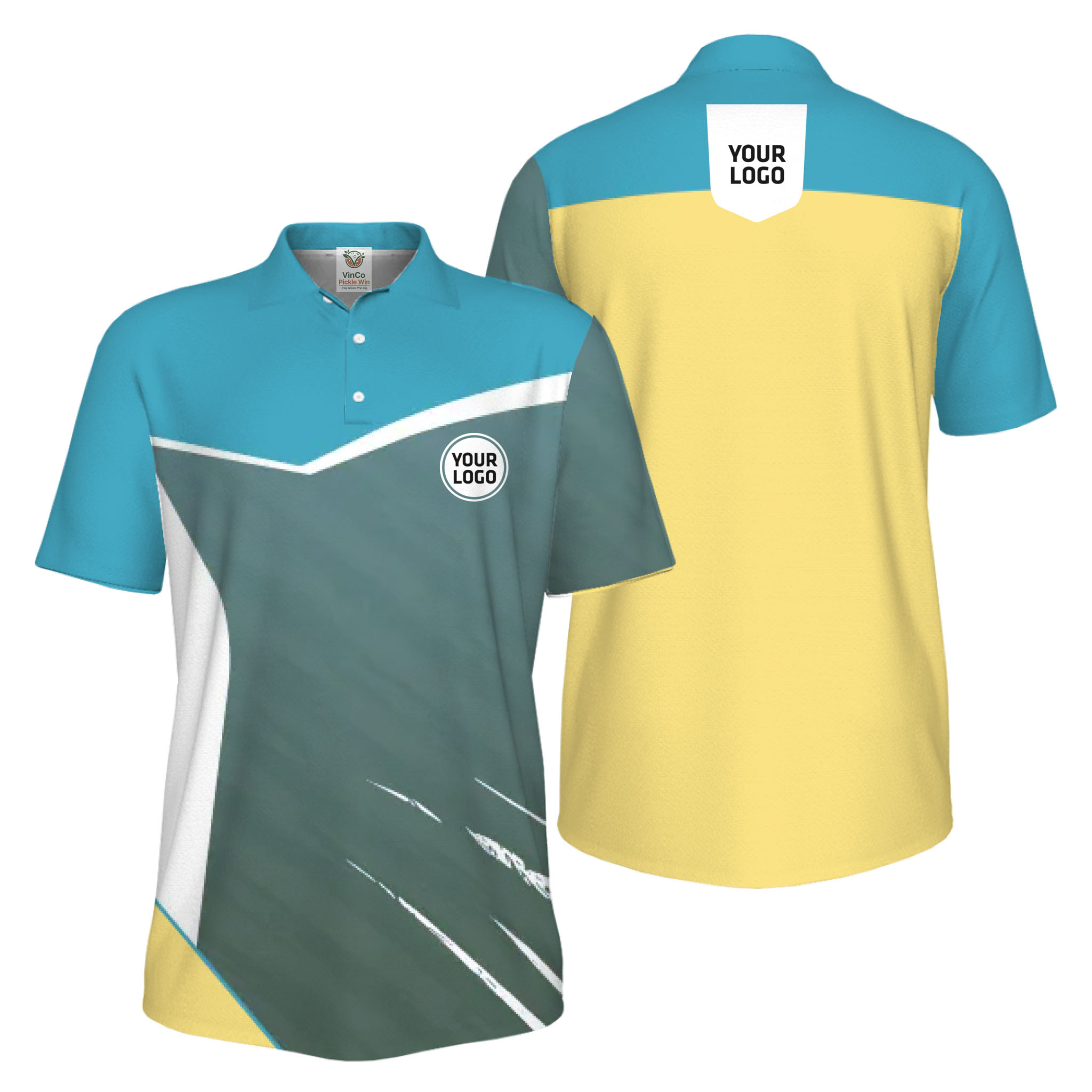 Picklewin Geometric Custom Logo UV Protection Men Polo Shirt Bulk Order 
