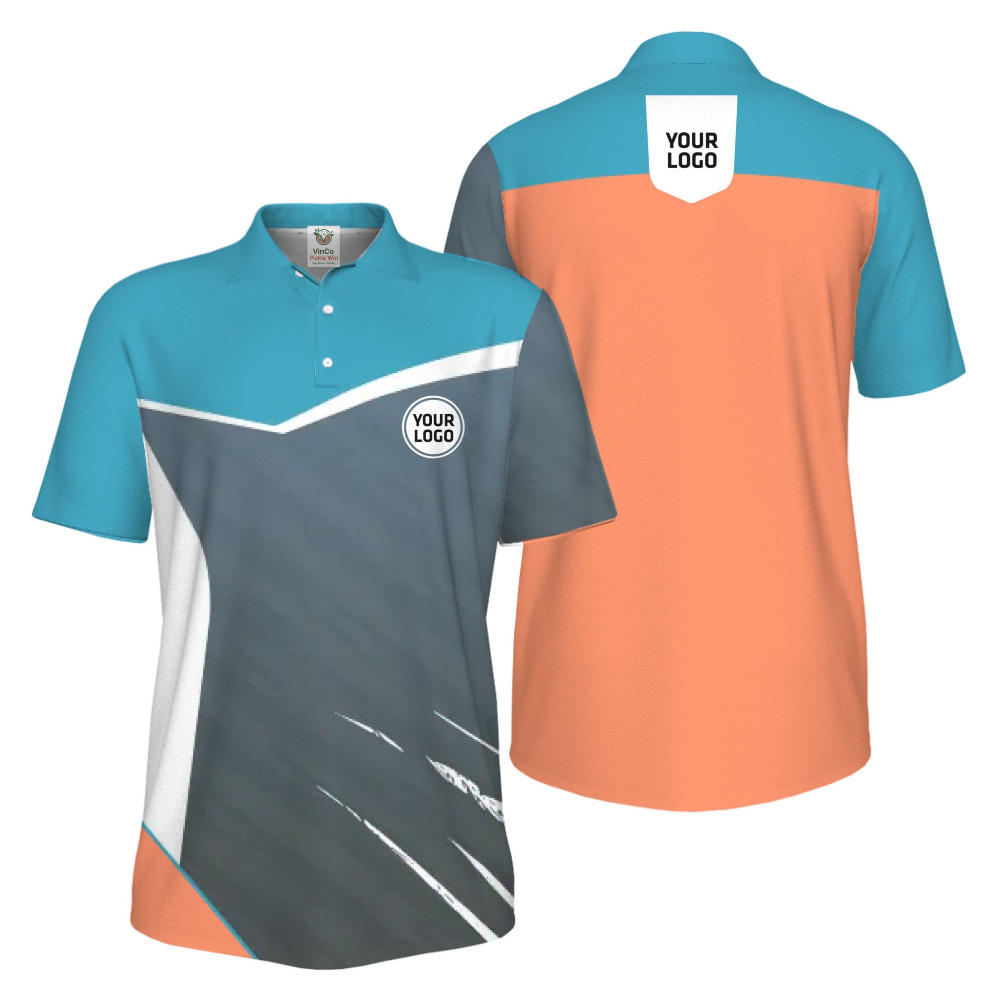 Picklewin Geometric Custom Logo UV Protection Men Polo Shirt Bulk Order 