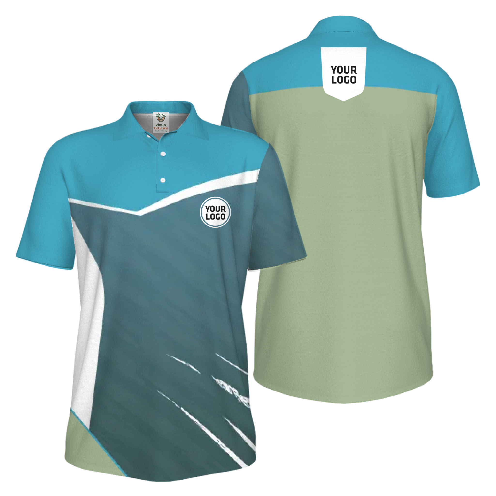 Picklewin Geometric Custom Logo UV Protection Men Polo Shirt Bulk Order 