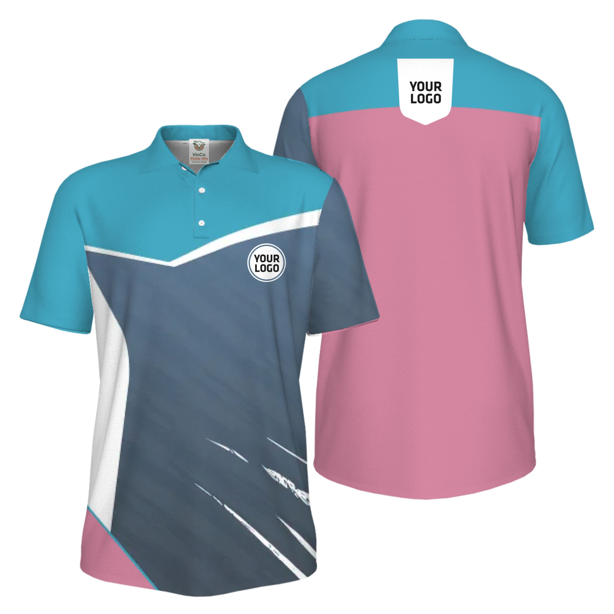 Picklewin Geometric Custom Logo UV Protection Men Polo Shirt Bulk Order 