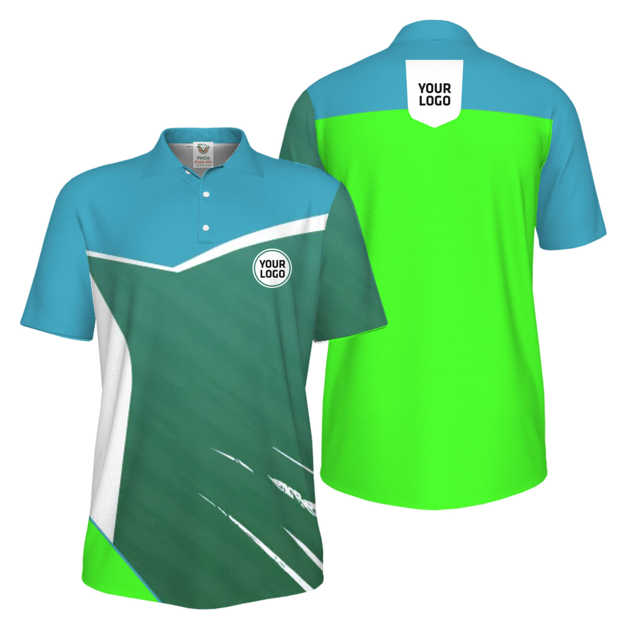 Picklewin Geometric Custom Logo UV Protection Men Polo Shirt Bulk Order 