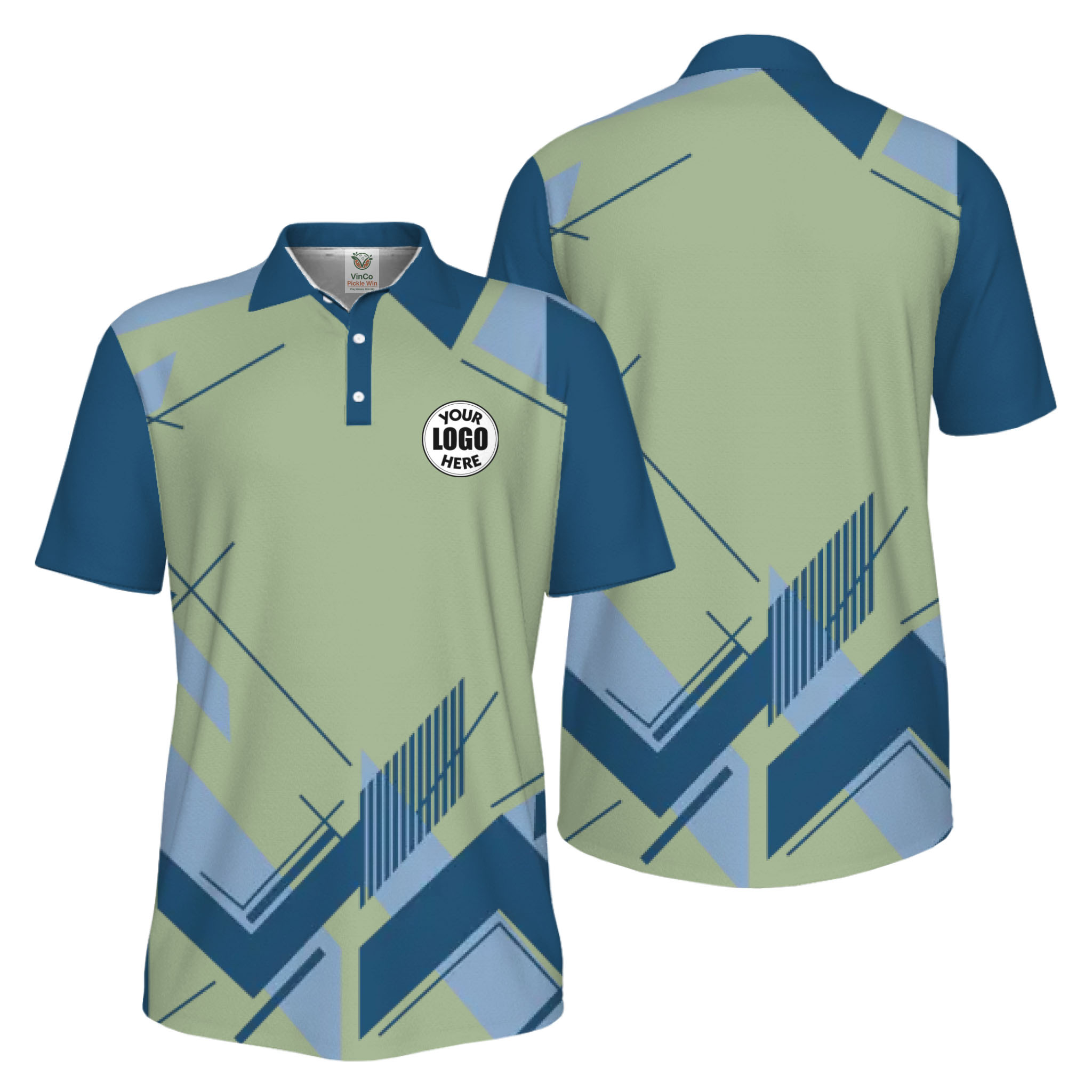 Picklewin Geometric Custom Logo UV Protection Men Polo Shirt Live Preview 
