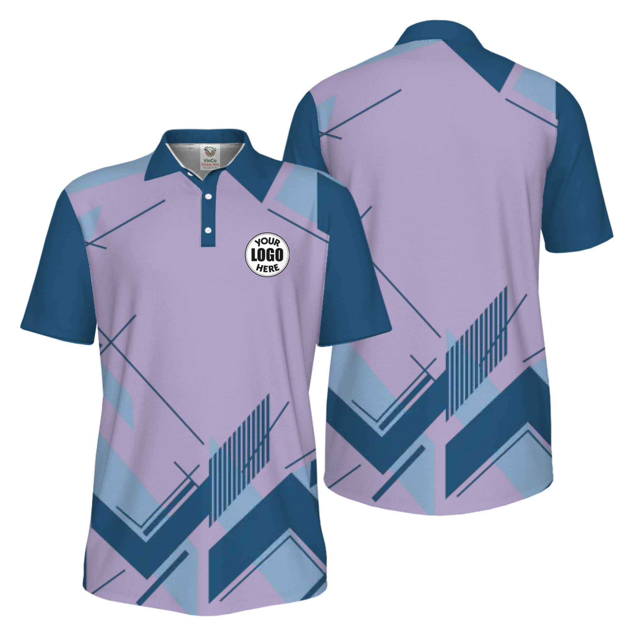 Picklewin Geometric Custom Logo UV Protection Men Polo Shirt Live Preview 