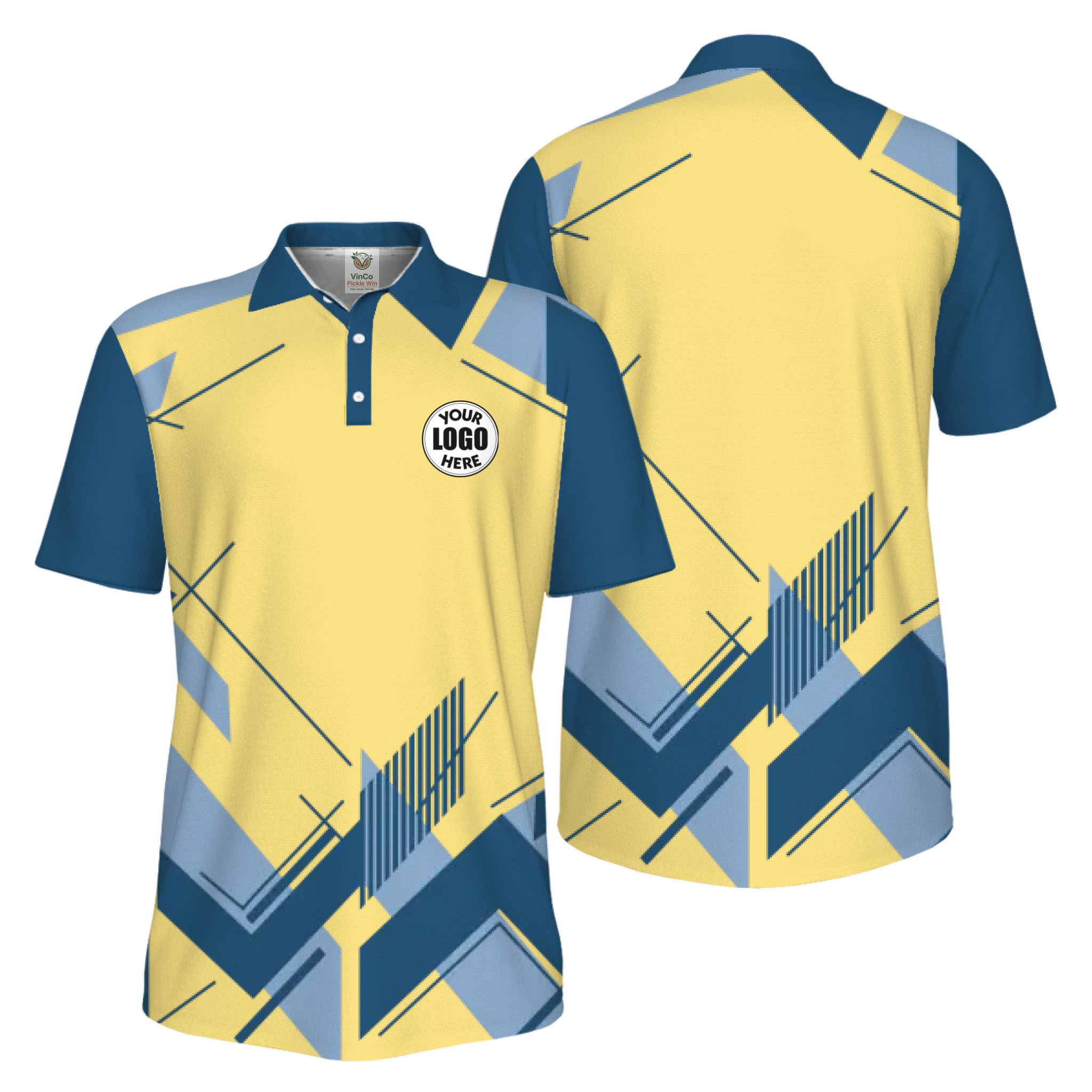 Picklewin Geometric Custom Logo UV Protection Men Polo Shirt Live Preview 