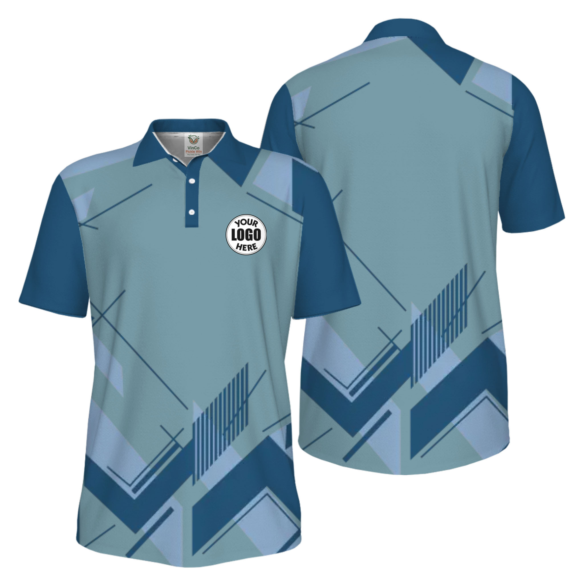 Picklewin Geometric Custom Logo UV Protection Men Polo Shirt Live Preview 