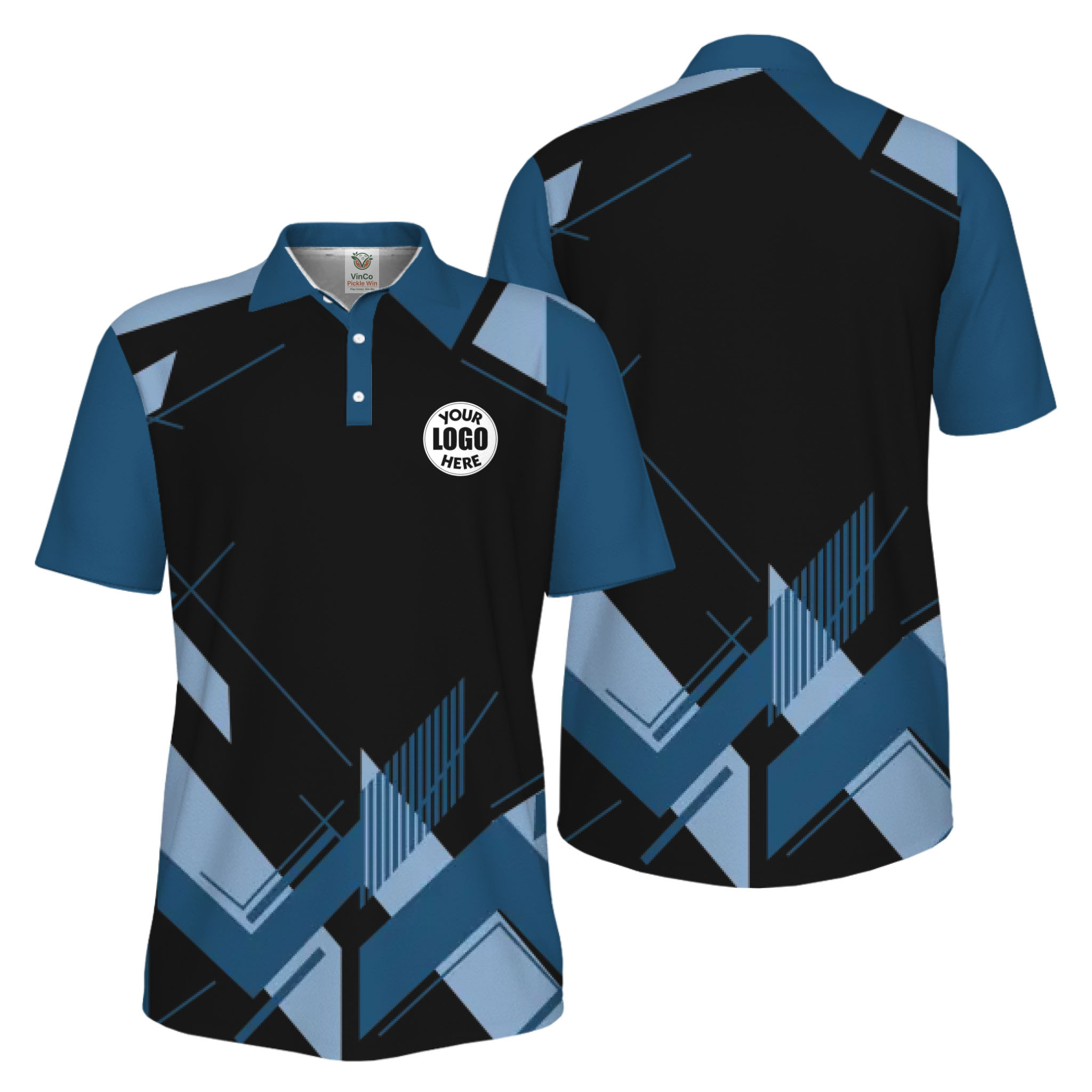 Picklewin Geometric Custom Logo UV Protection Men Polo Shirt Live Preview 
