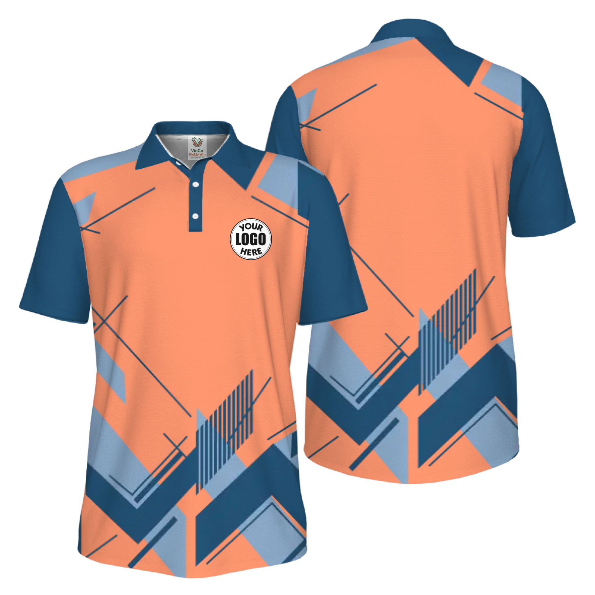 Picklewin Geometric Custom Logo UV Protection Men Polo Shirt Live Preview 