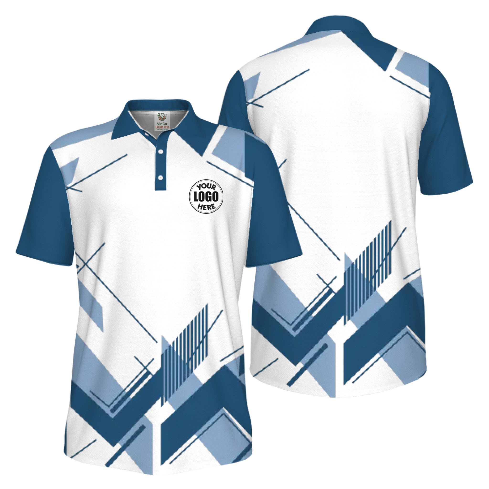 Picklewin Geometric Custom Logo UV Protection Men Polo Shirt Live Preview 