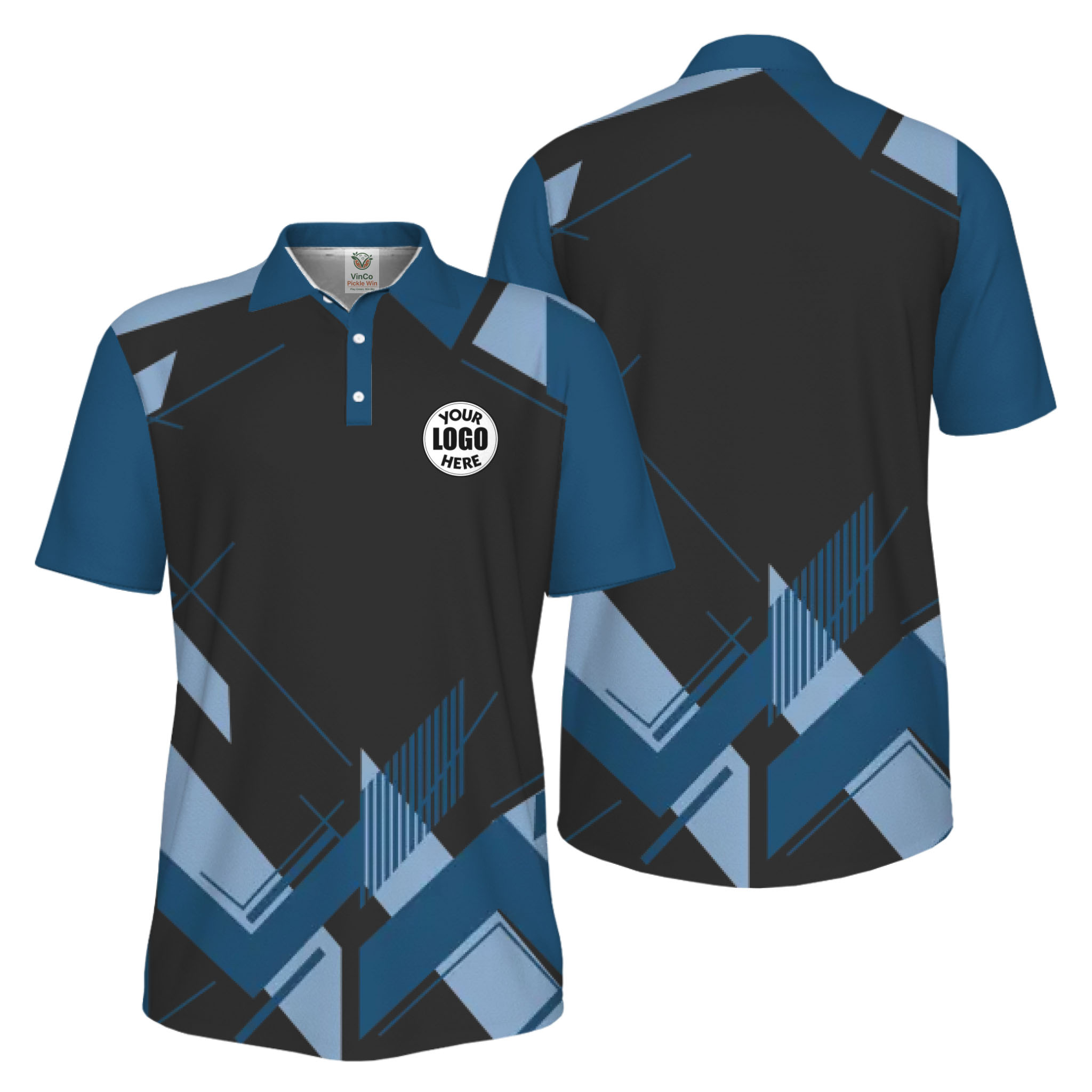 Picklewin Geometric Custom Logo UV Protection Men Polo Shirt Live Preview 